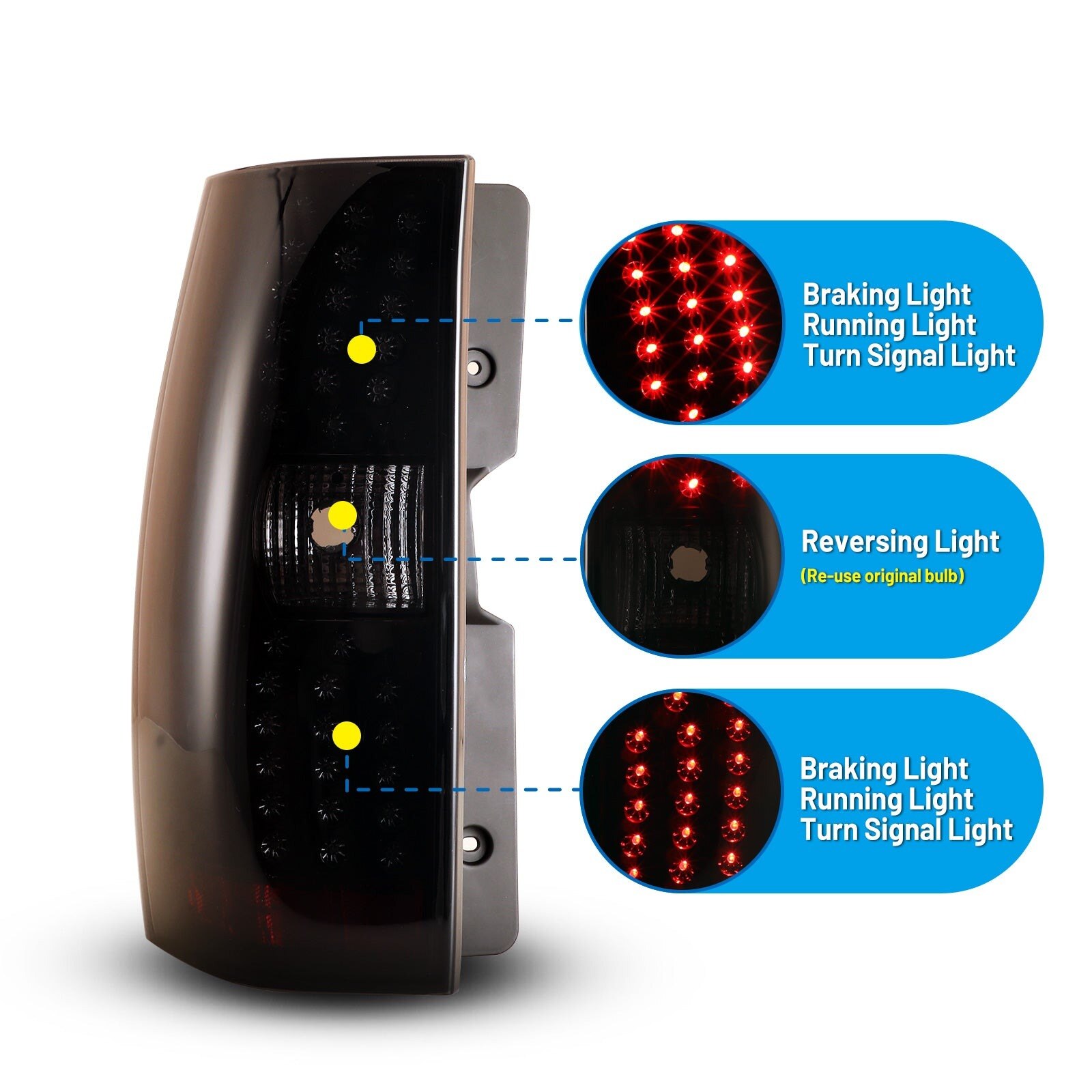 07-14 Chevrolet Suburban: Winjet LED Tail Lights - Black/Smoke photo 2