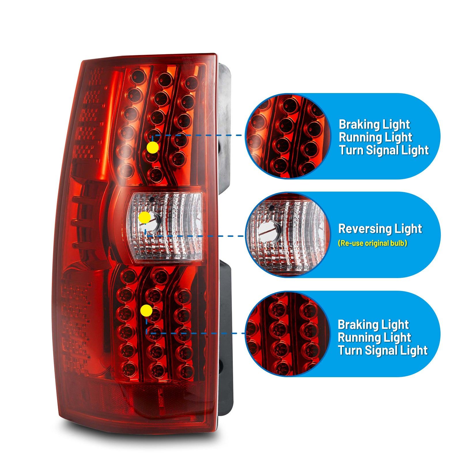 07-14 Chevrolet Tahoe: Winjet LED Tail Lights - Chrome/Red photo 3