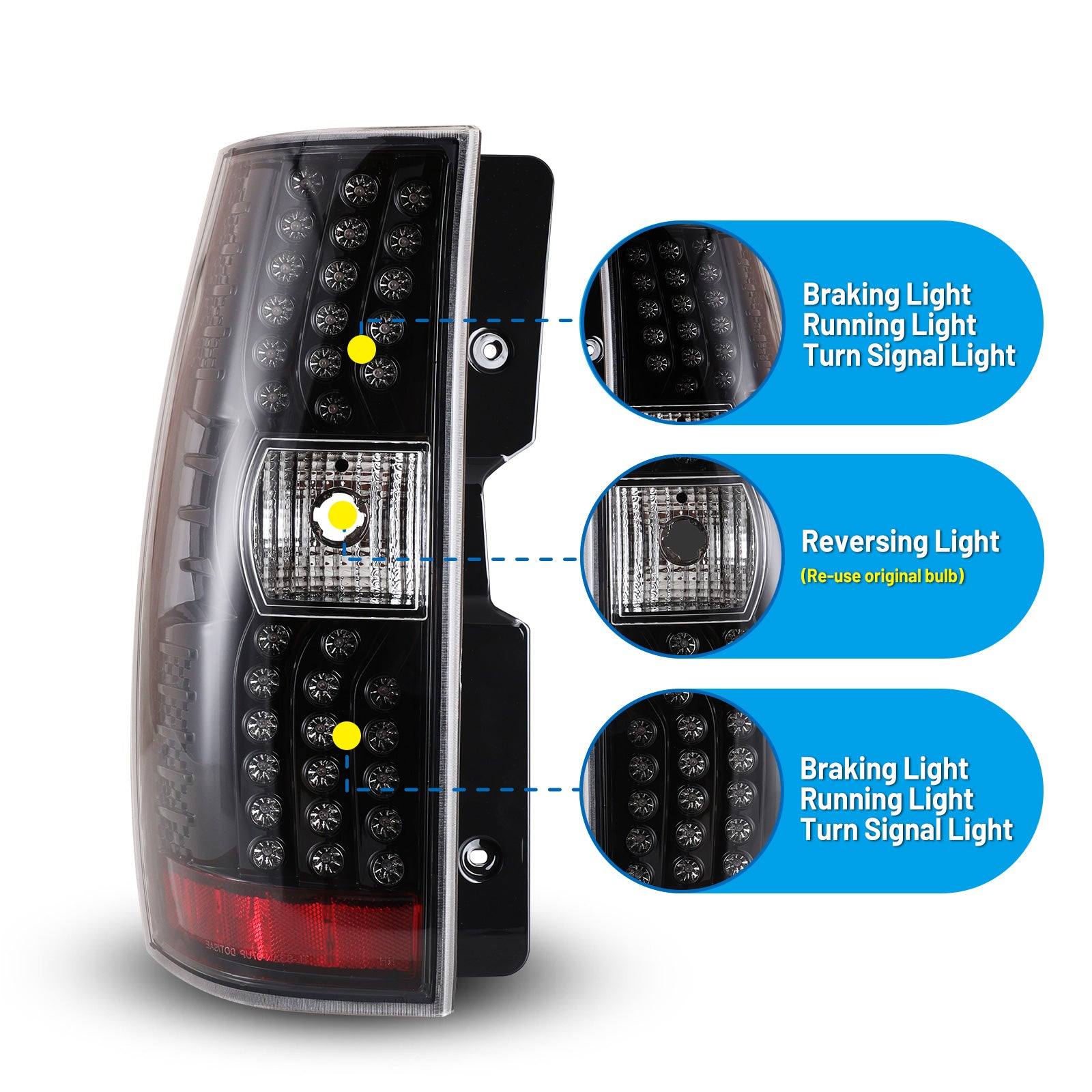 07-14 Chevrolet Suburban: Winjet LED Tail Lights - Gloss Black/Clear