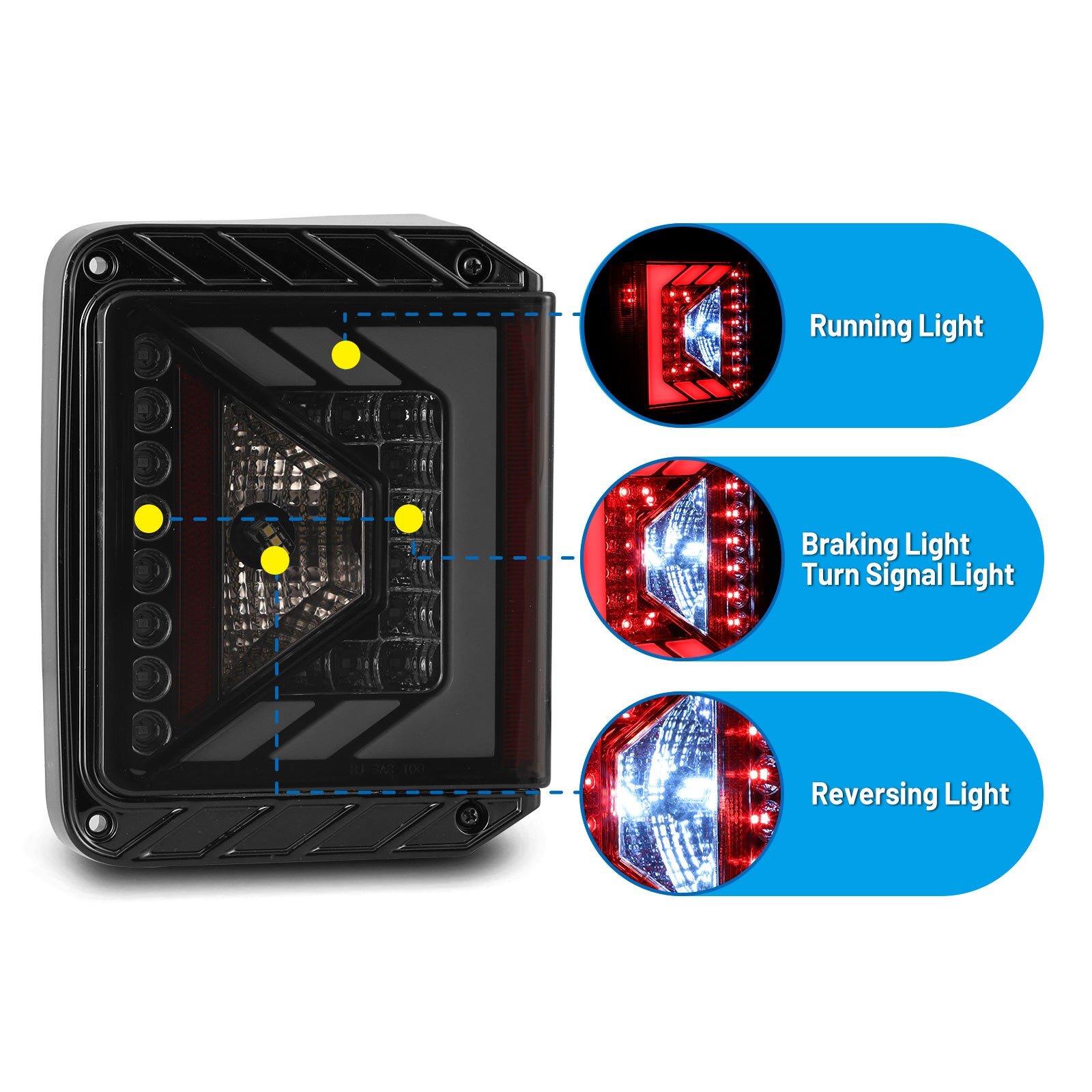07-18 Jeep Wrangler JK: Winjet LED Tail Lights - Black/Smoke