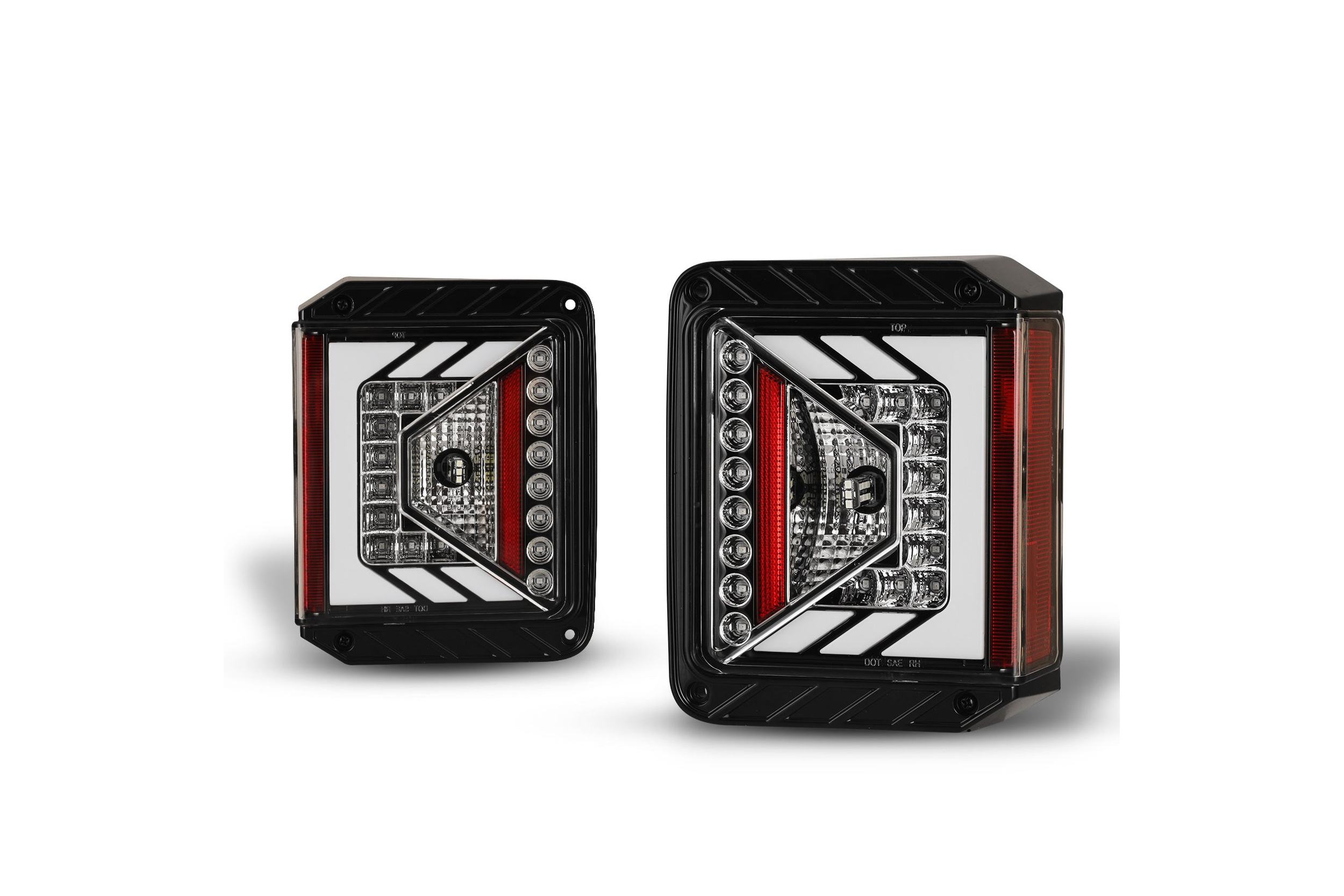 07-18 Jeep Wrangler JK: Winjet LED Tail Lights - Gloss Black/Clear