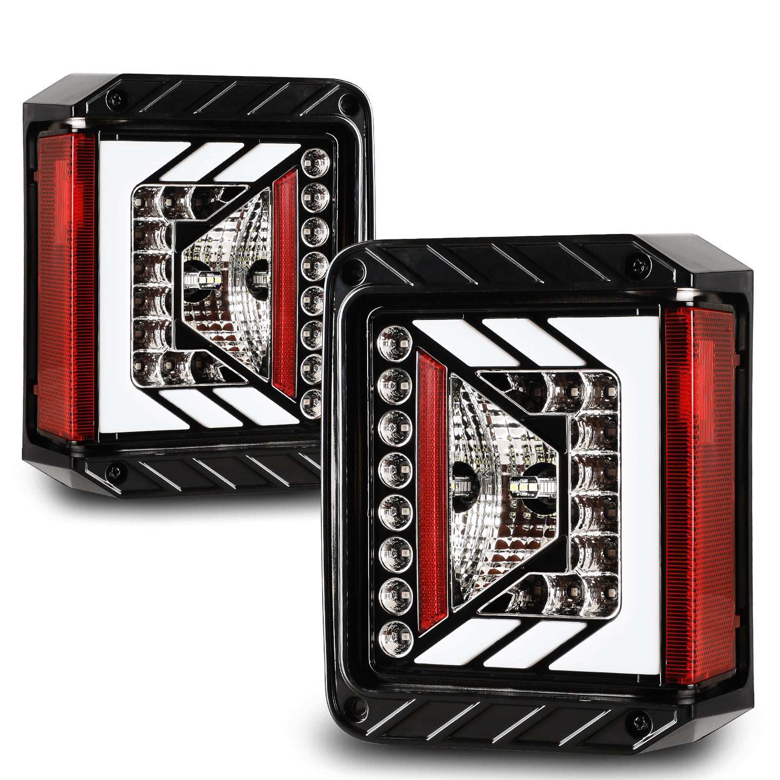 07-18 Jeep Wrangler JK: Winjet LED Tail Lights - Gloss Black/Clear photo 2