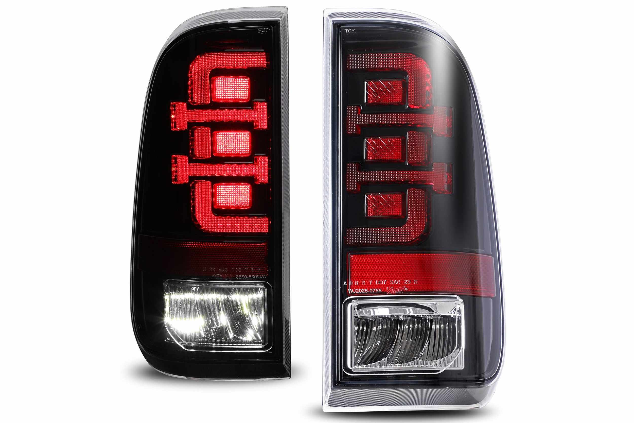 08-16 Ford Super Duty: Winjet LED Tail Lights - Gloss Black/Clear