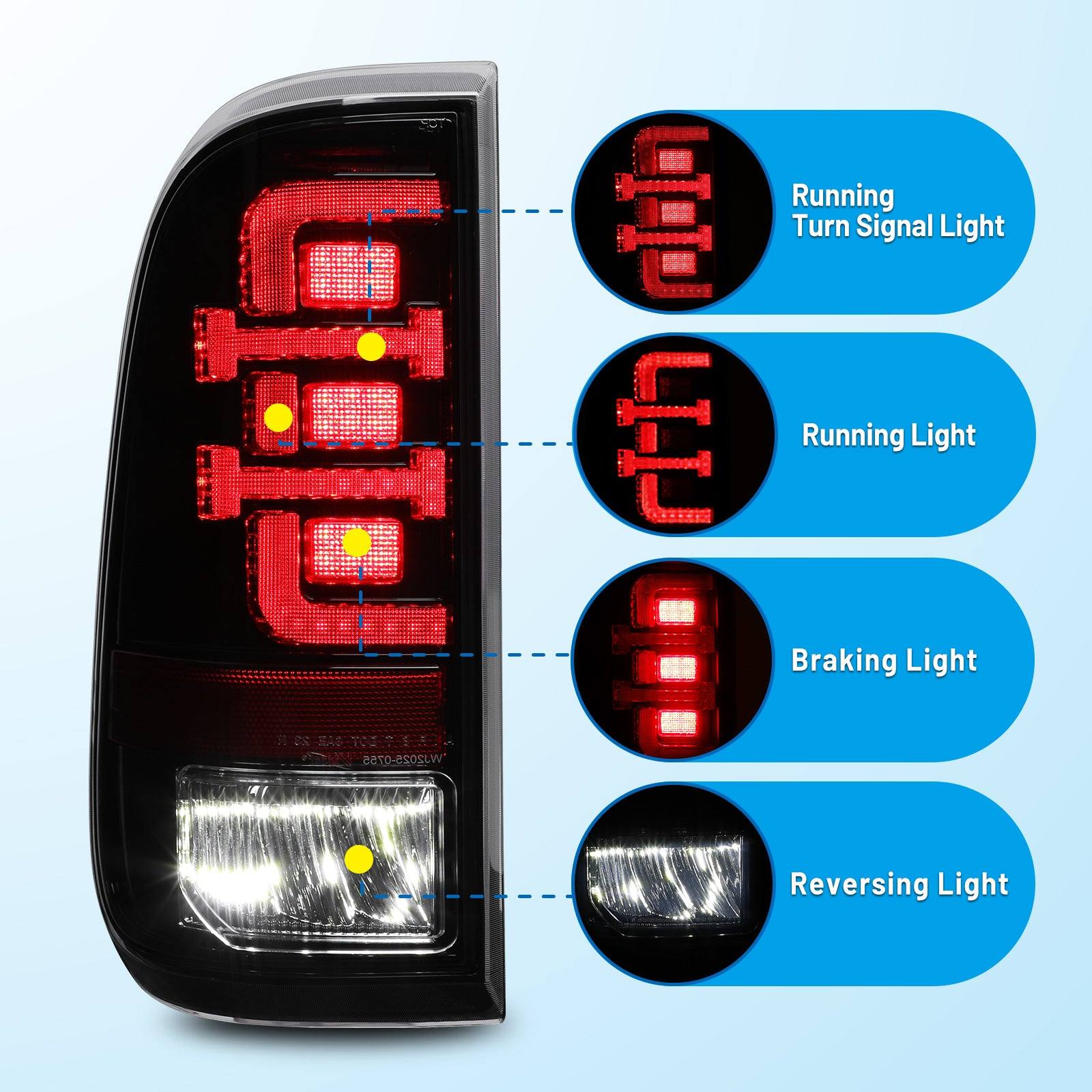 08-16 Ford Super Duty: Winjet LED Tail Lights - Gloss Black/Clear photo 2