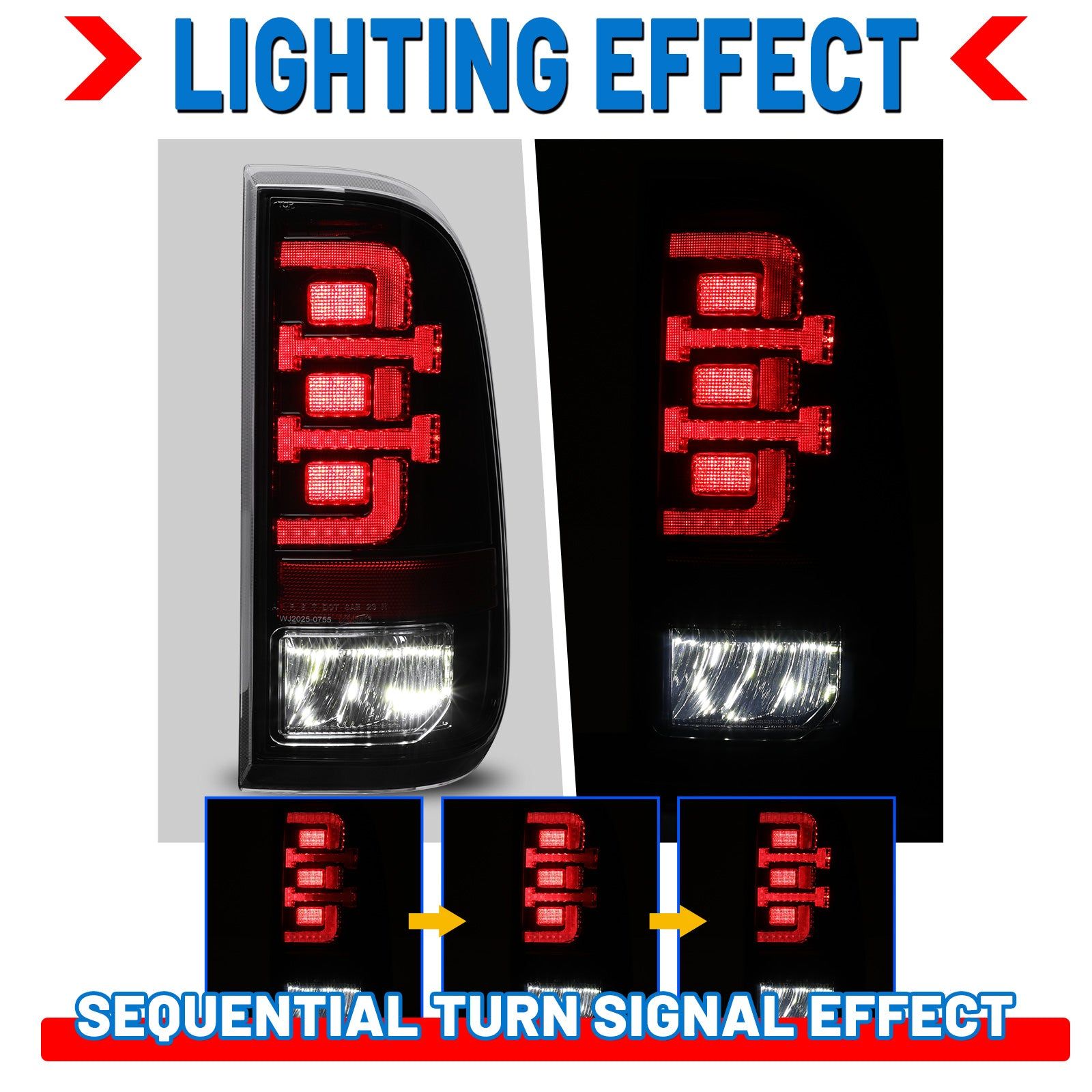 08-16 Ford Super Duty: Winjet LED Tail Lights - Gloss Black/Clear photo 4