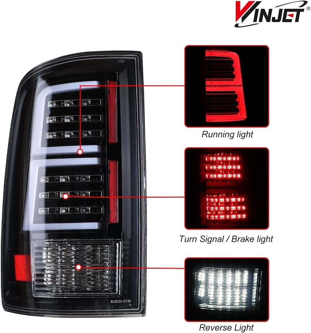 09-18 Ram 1500/HD: Winjet LED Tail Lights - Gloss Black/Clear photo 2