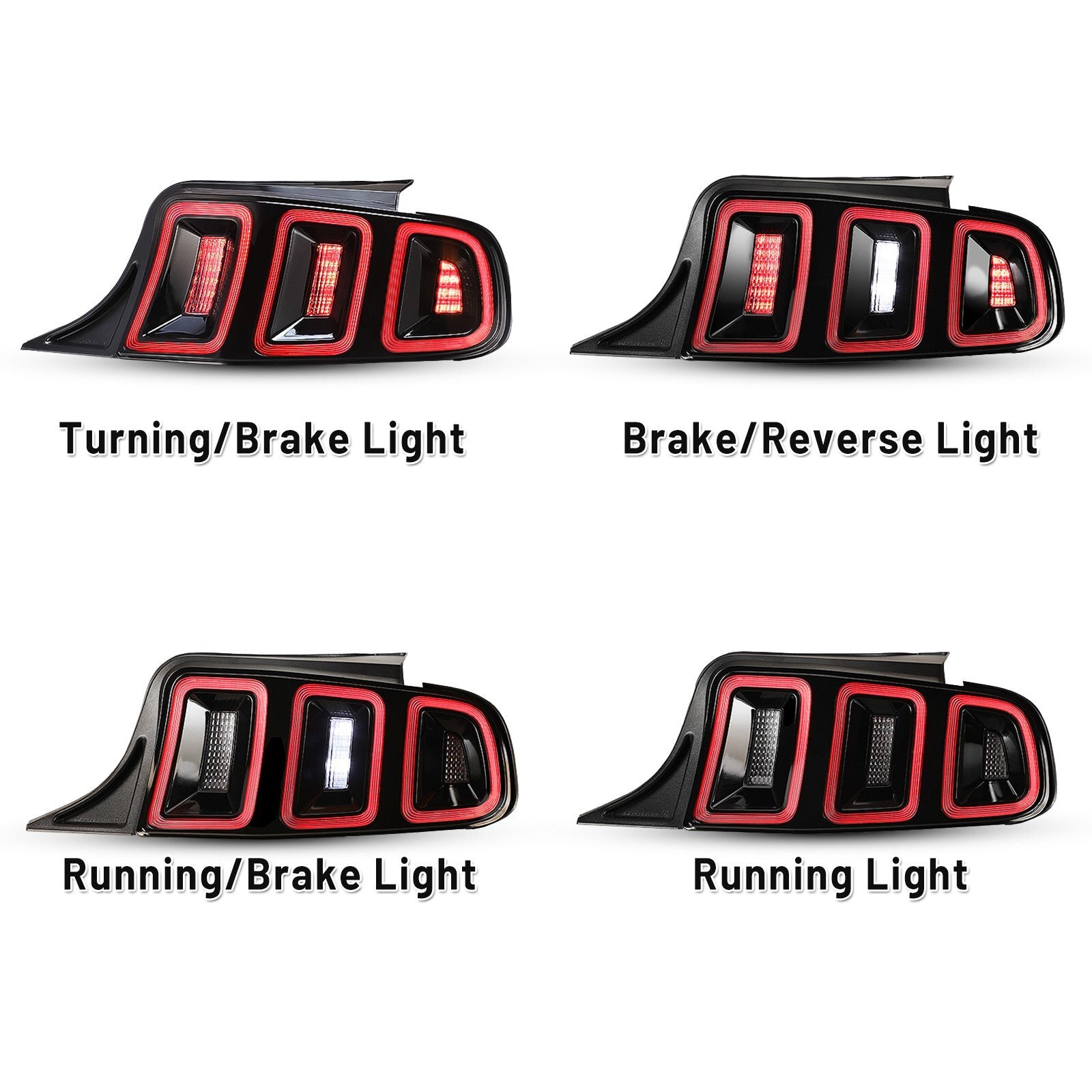 10-14 Ford Mustang: Renegade LED Tail Lights - Gloss Black/Clear photo 4