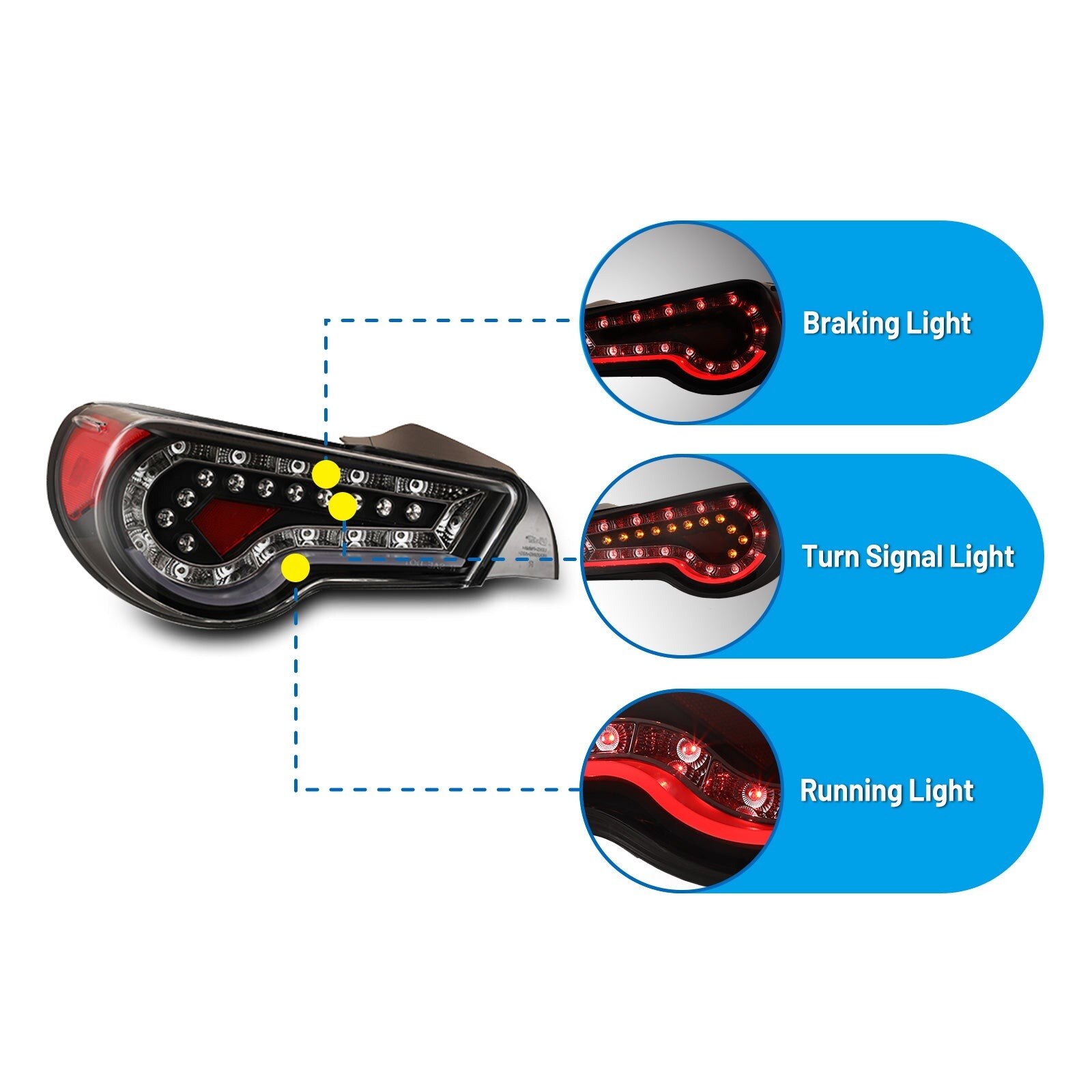 13-20 Subaru BRZ: Renegade LED Tail Lights - Gloss Black/Clear photo 3