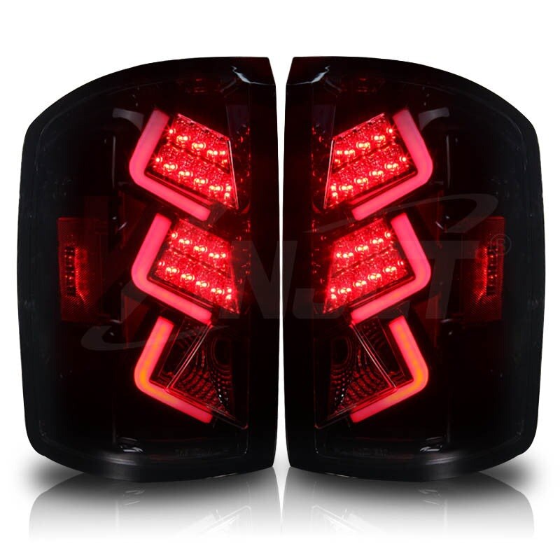 14-19 GMC Sierra: Winjet LED Tail Lights - Gloss Black/Clear photo 3