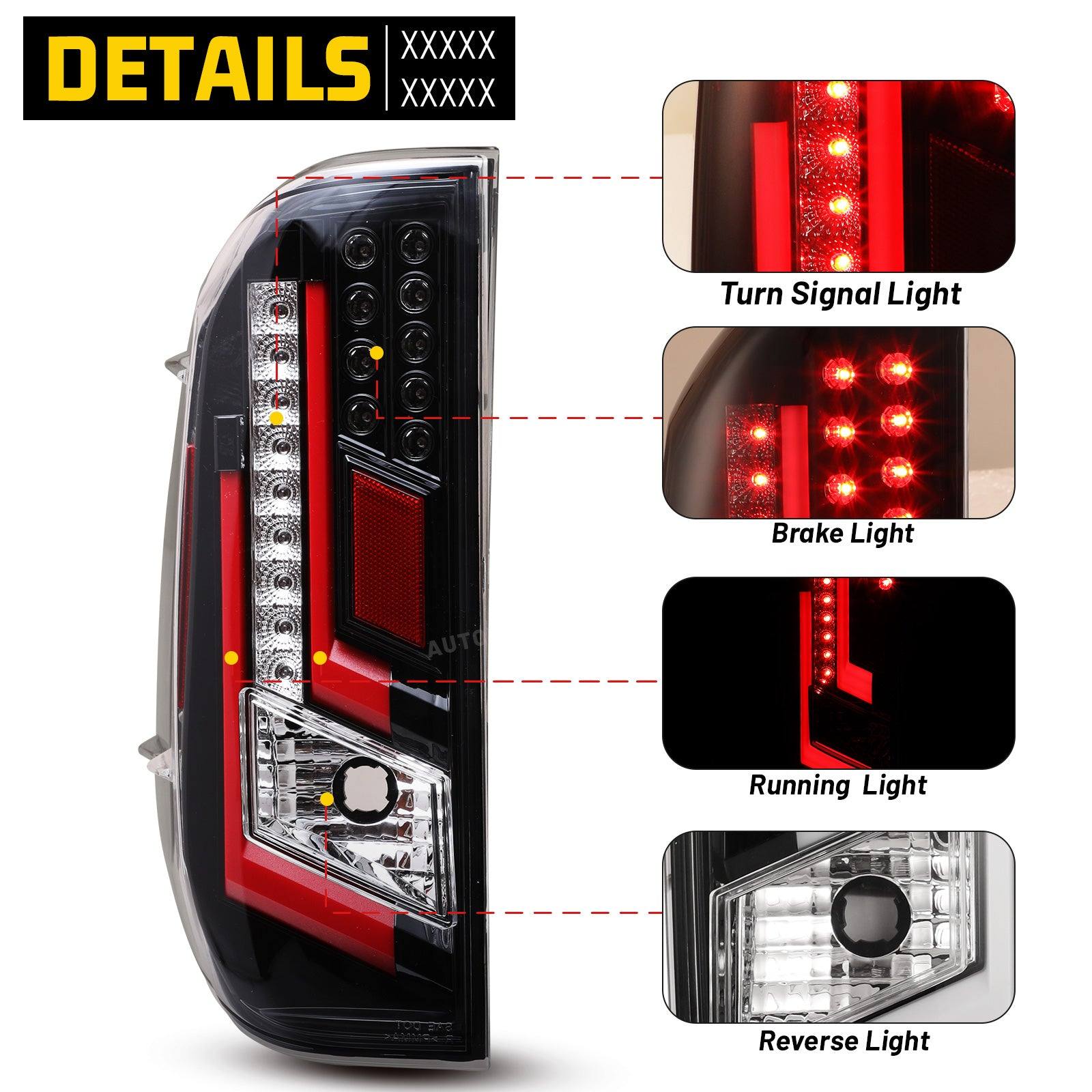 14-21 Toyota Tundra: Renegade LED Tail Lights - Gloss Black/Clear/Red Glow Bar photo 2
