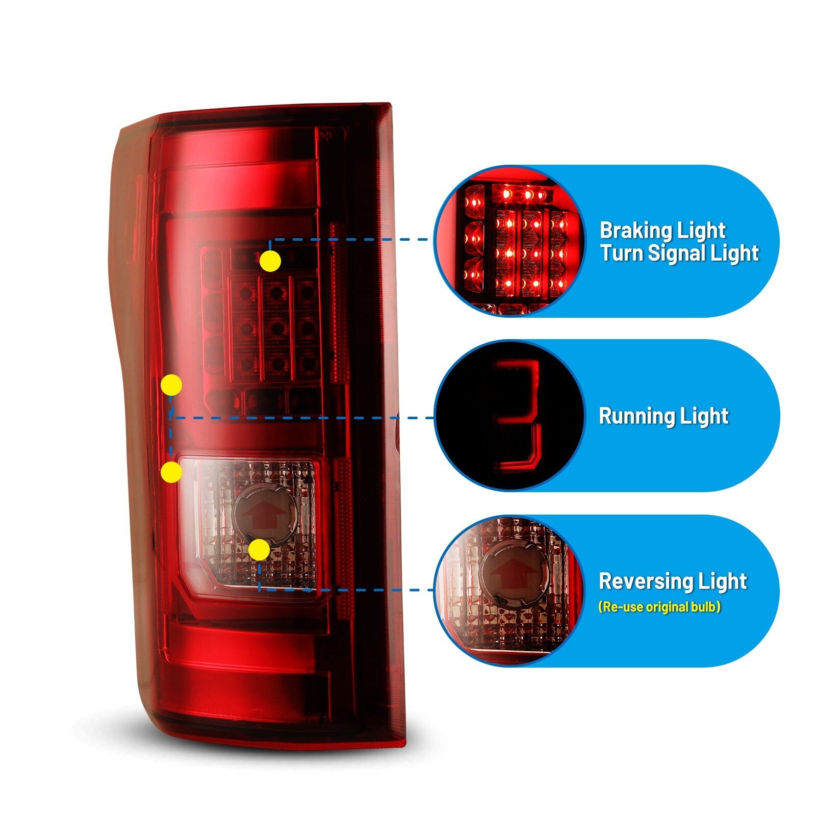 15-17 Ford F-150: Winjet LED Tail Lights - Chrome/Red photo 2