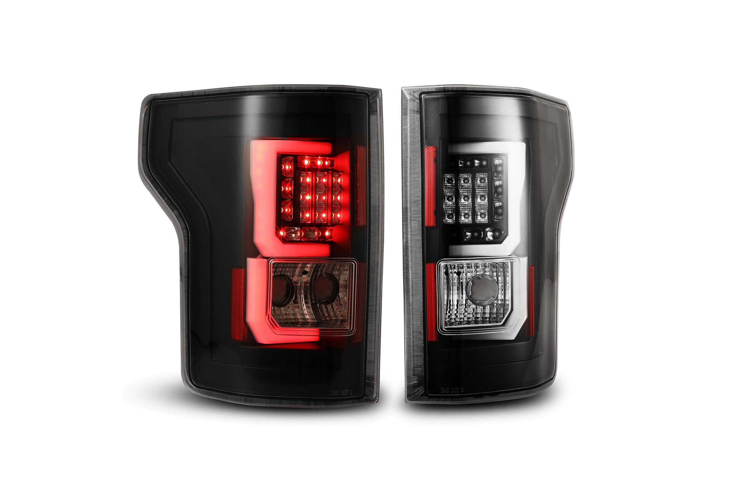 15-17 Ford F-150: Winjet LED Tail Lights - Gloss Black/Clear