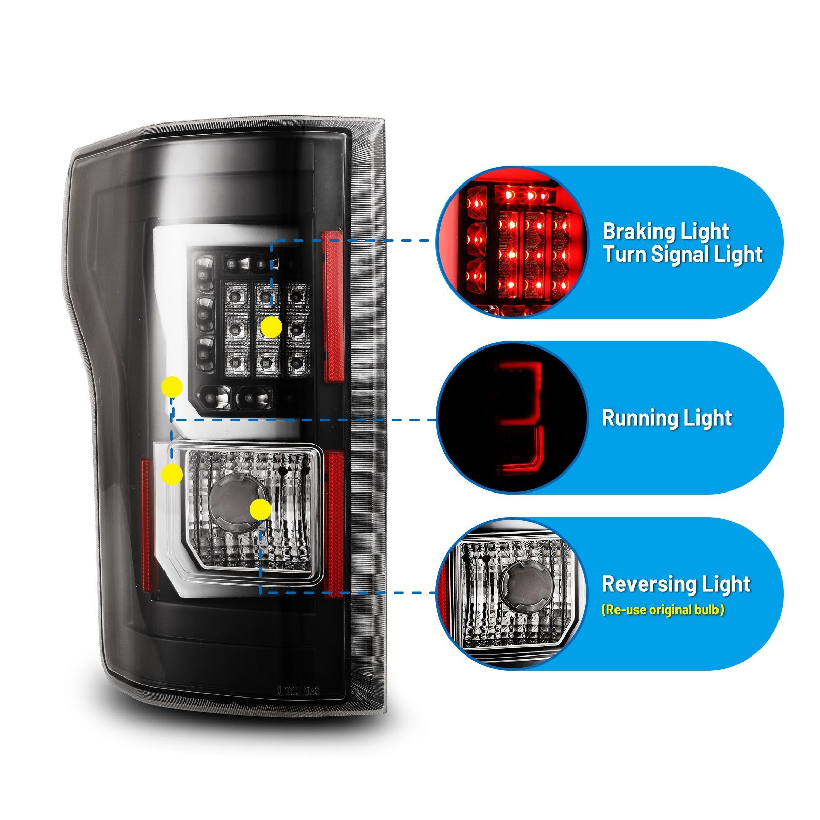 15-17 Ford F-150: Winjet LED Tail Lights - Gloss Black/Clear photo 2
