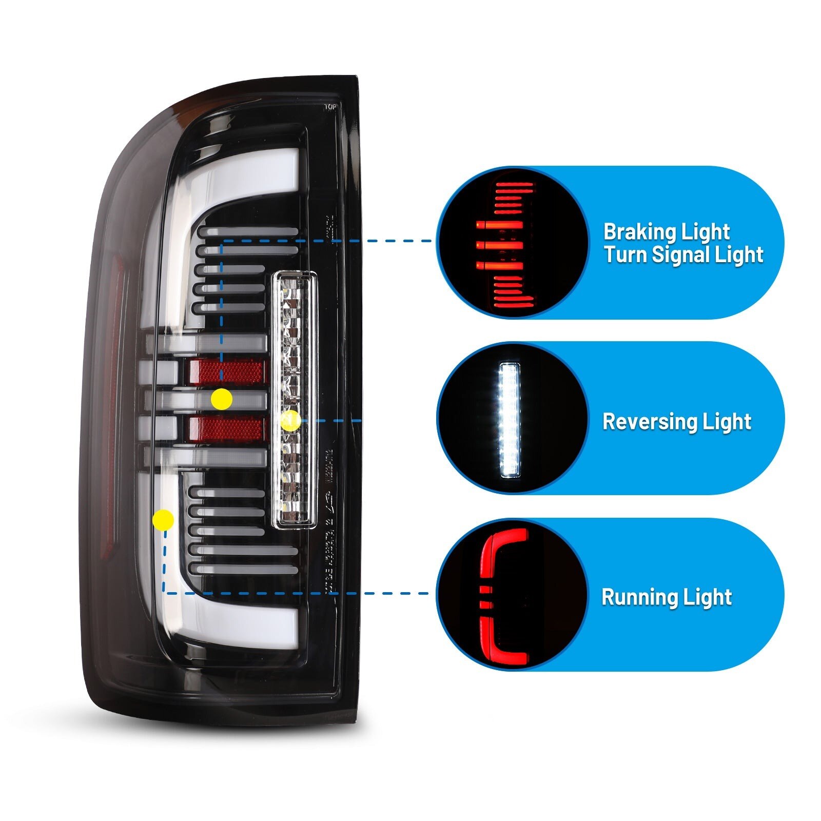 15-22 GMC Canyon: Winjet Tail Lights - Gloss Black/Clear