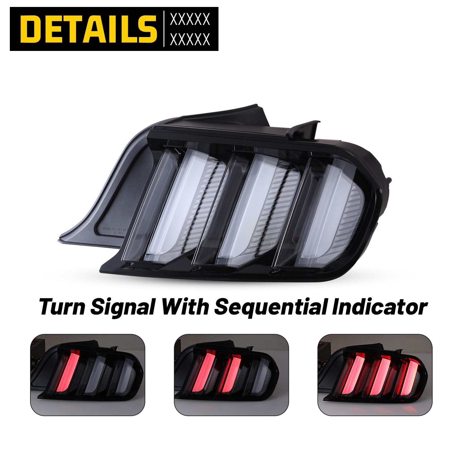 15-23 Ford Mustang: Renegade Euro Style LED Tail Lights - Gloss Black/Clear photo 3