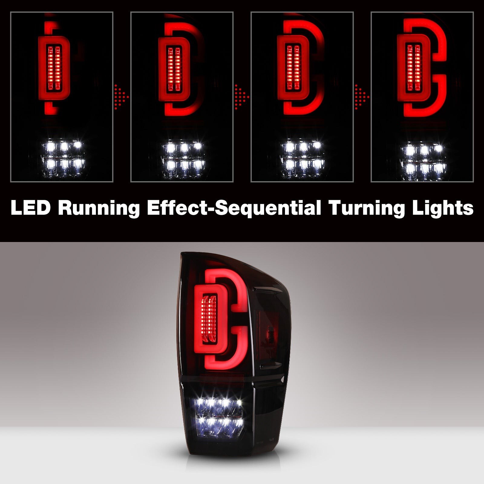 16-23 Toyota Tacoma: Renegade LED Sequential Tail Lights - Black/Smoke photo 2