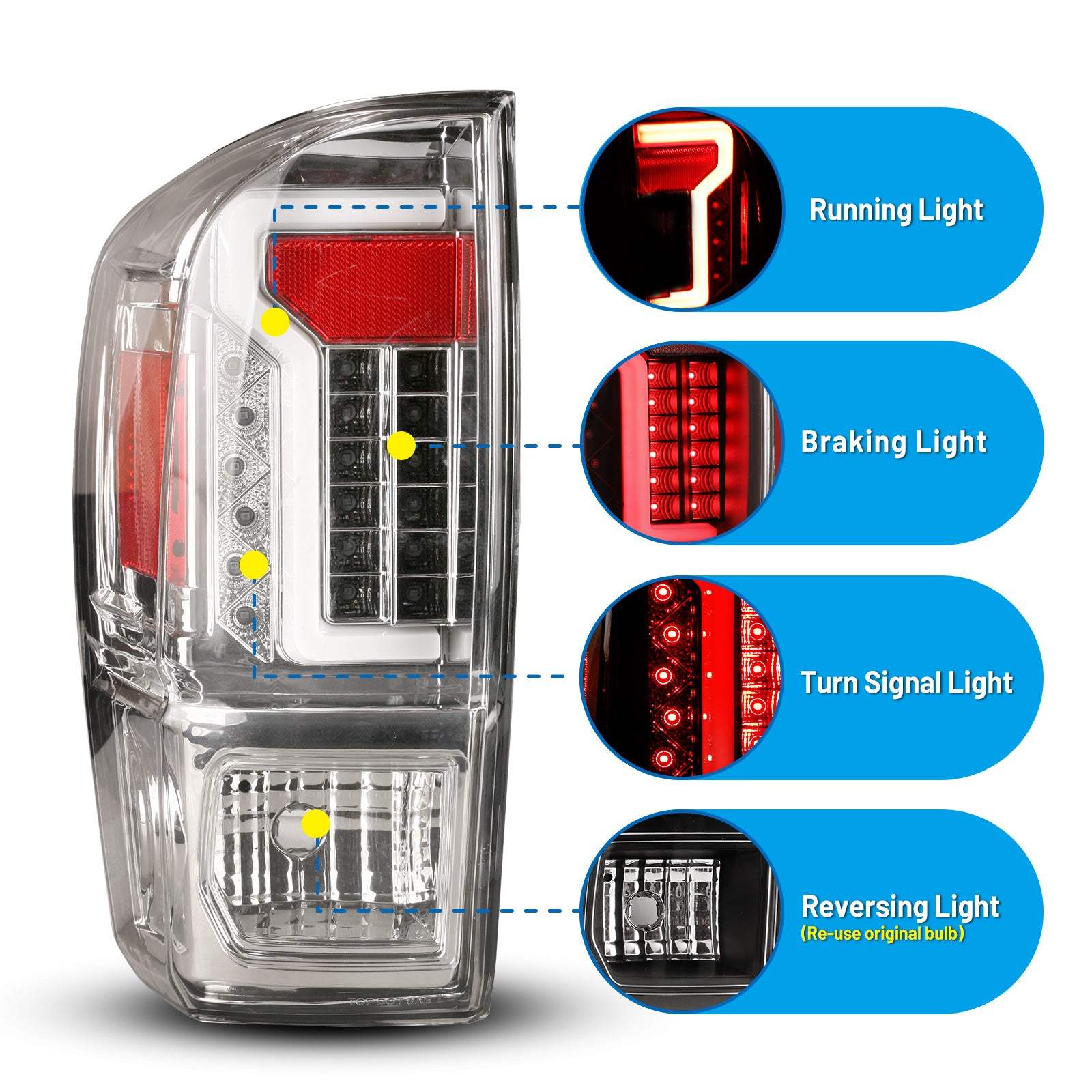 16-23 Toyota Tacoma: Renegade LED Tail Lights - Chrome/Clear photo 2