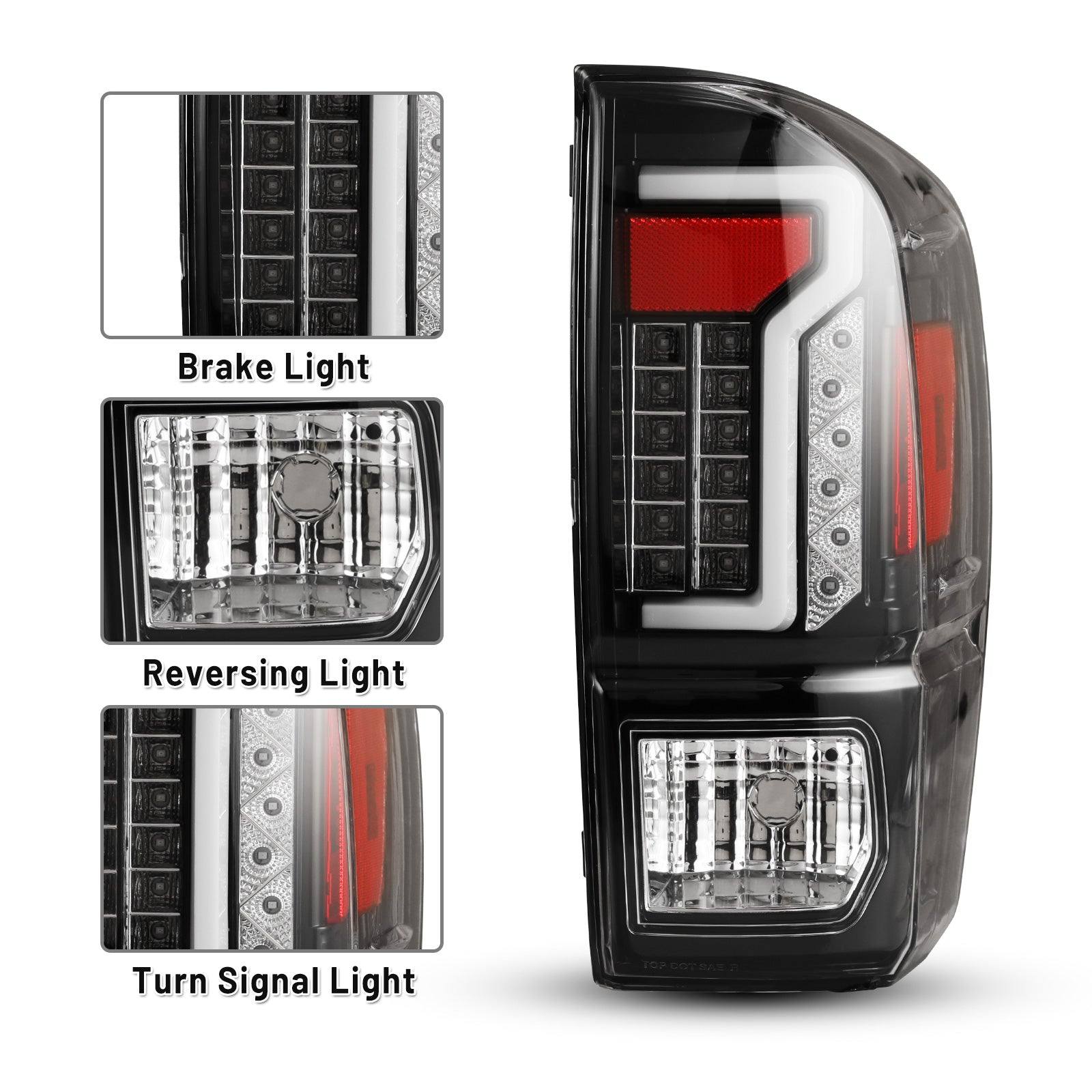 16-23 Toyota Tacoma: Renegade LED Tail Lights - Gloss Black/Clear photo 2