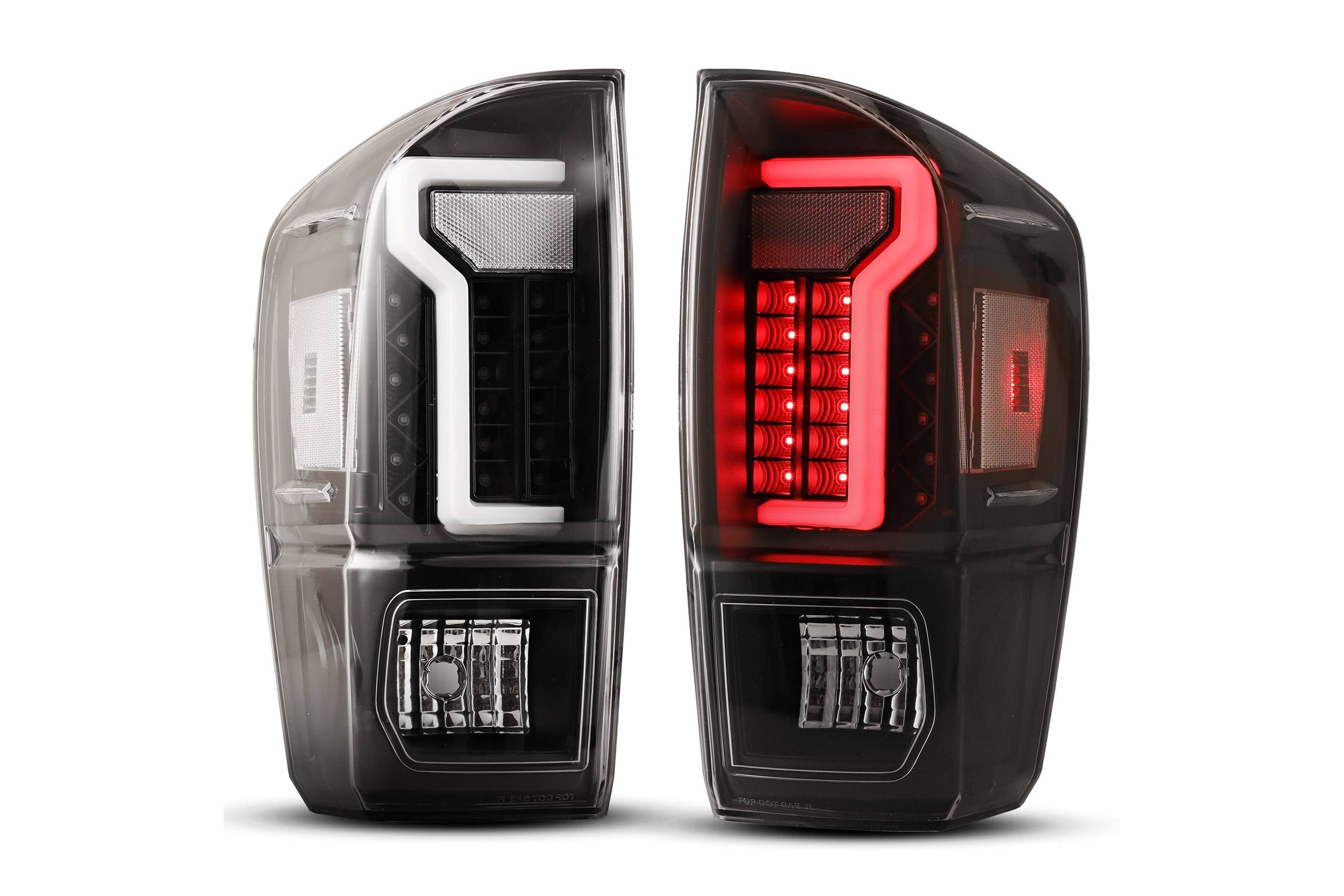 16-23 Toyota Tacoma: Renegade LED Tail Lights - Black/Clear/Clear Reflector