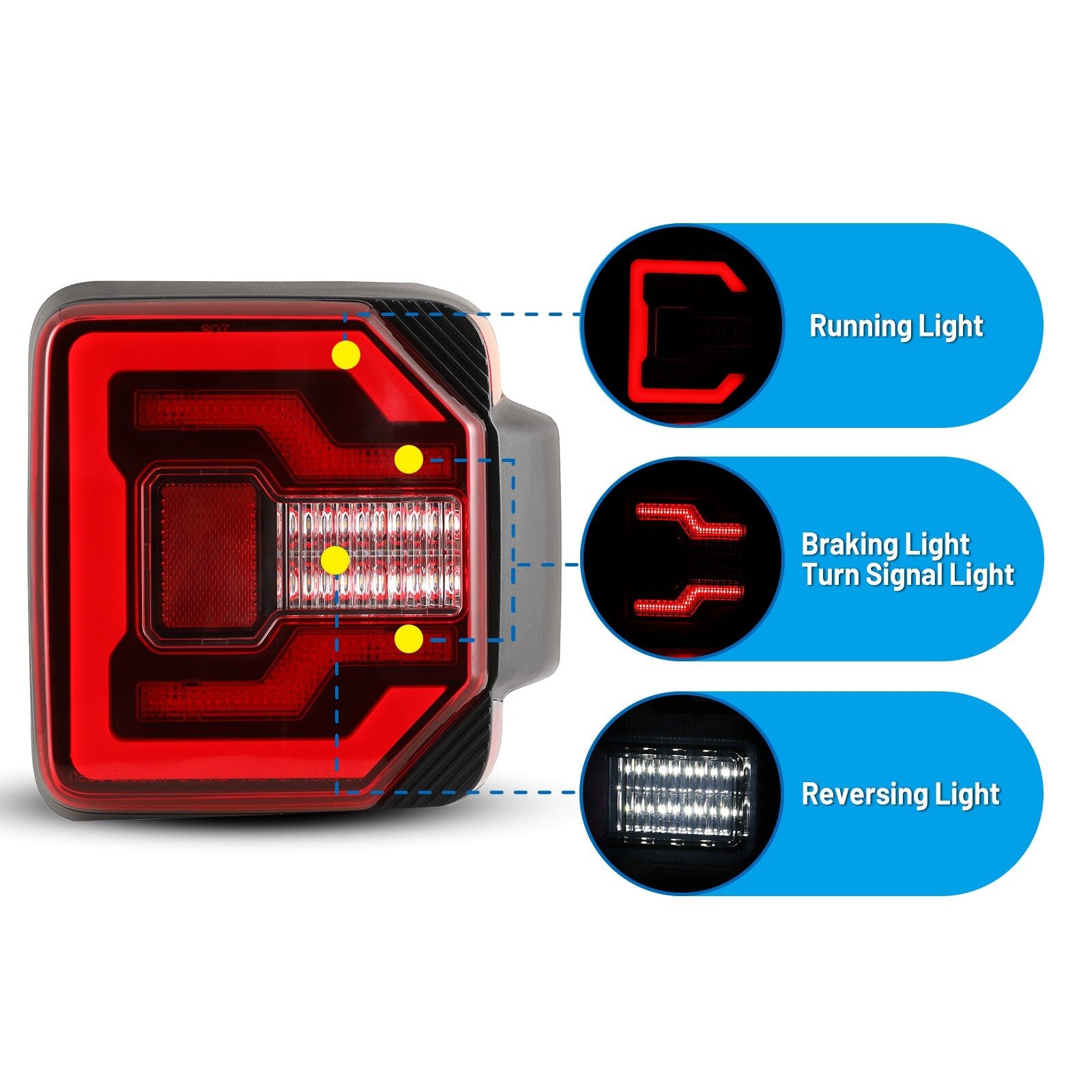 18-24 Jeep Wrangler JL: Renegade LED Tail Lights - Black/Red photo 2