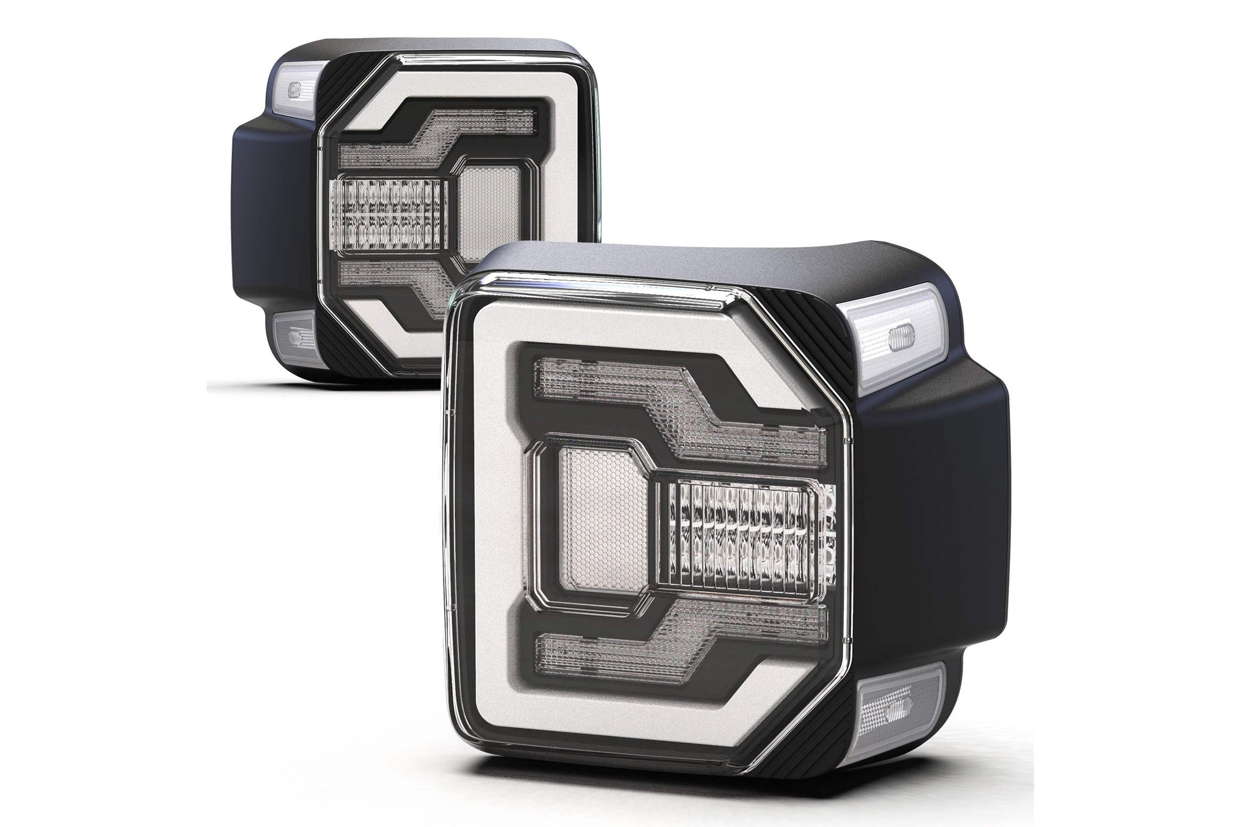 18-24 Jeep Wrangler JL: Renegade LED Tail Lights - Black/Clear/Clear Reflector