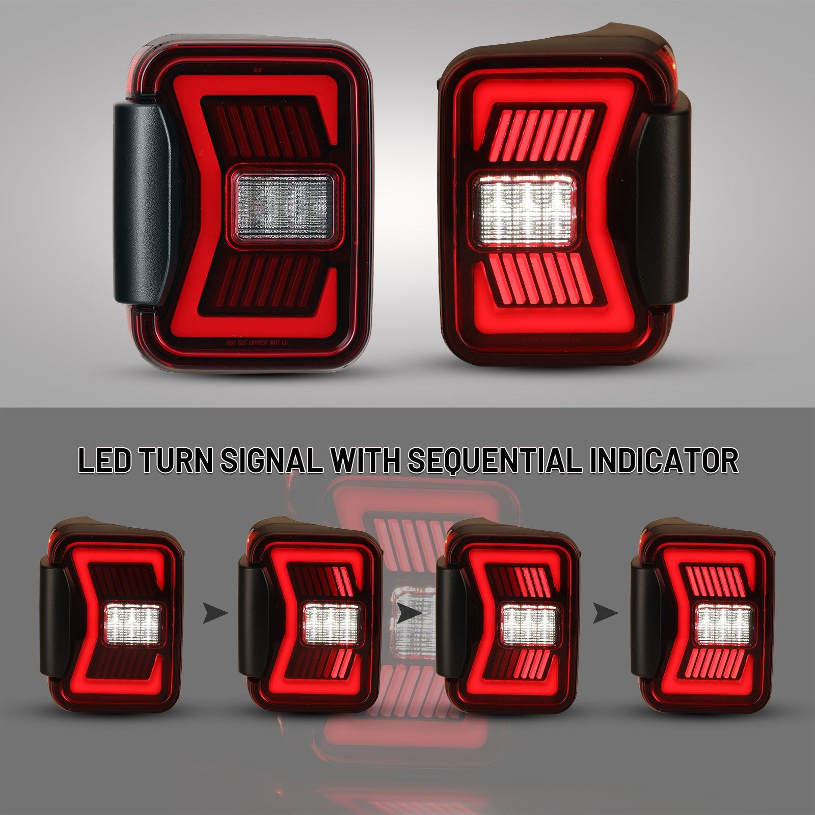 19-24 Jeep Gladiator JT: Renegade LED Tail Lights - Black/Red photo 2