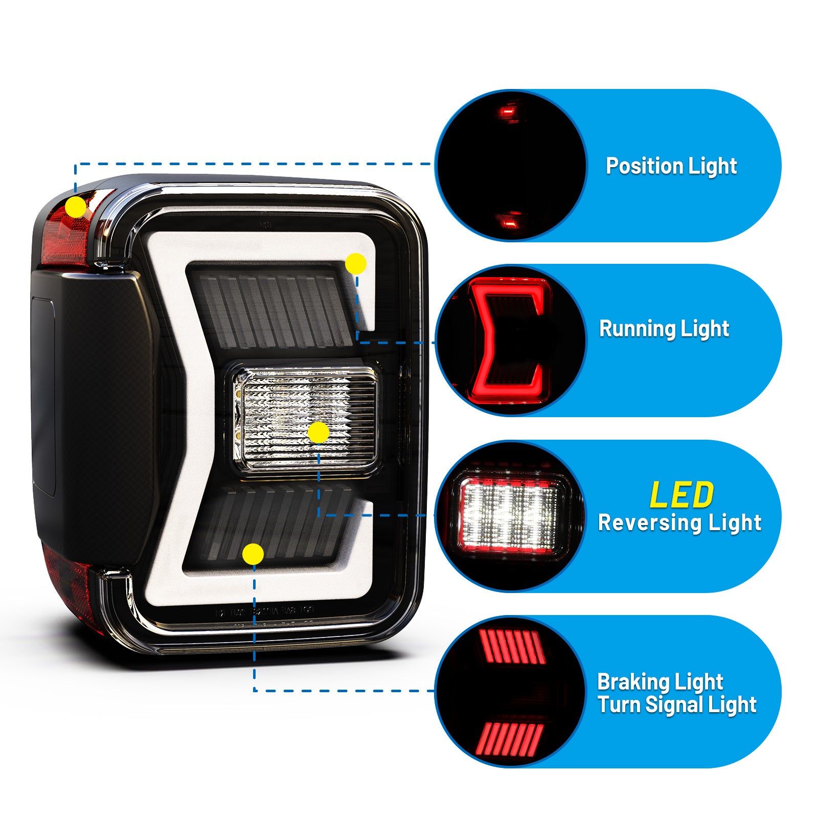 19-24 Jeep Gladiator JT: Renegade LED Tail Lights - Gloss Black/Clear photo 2