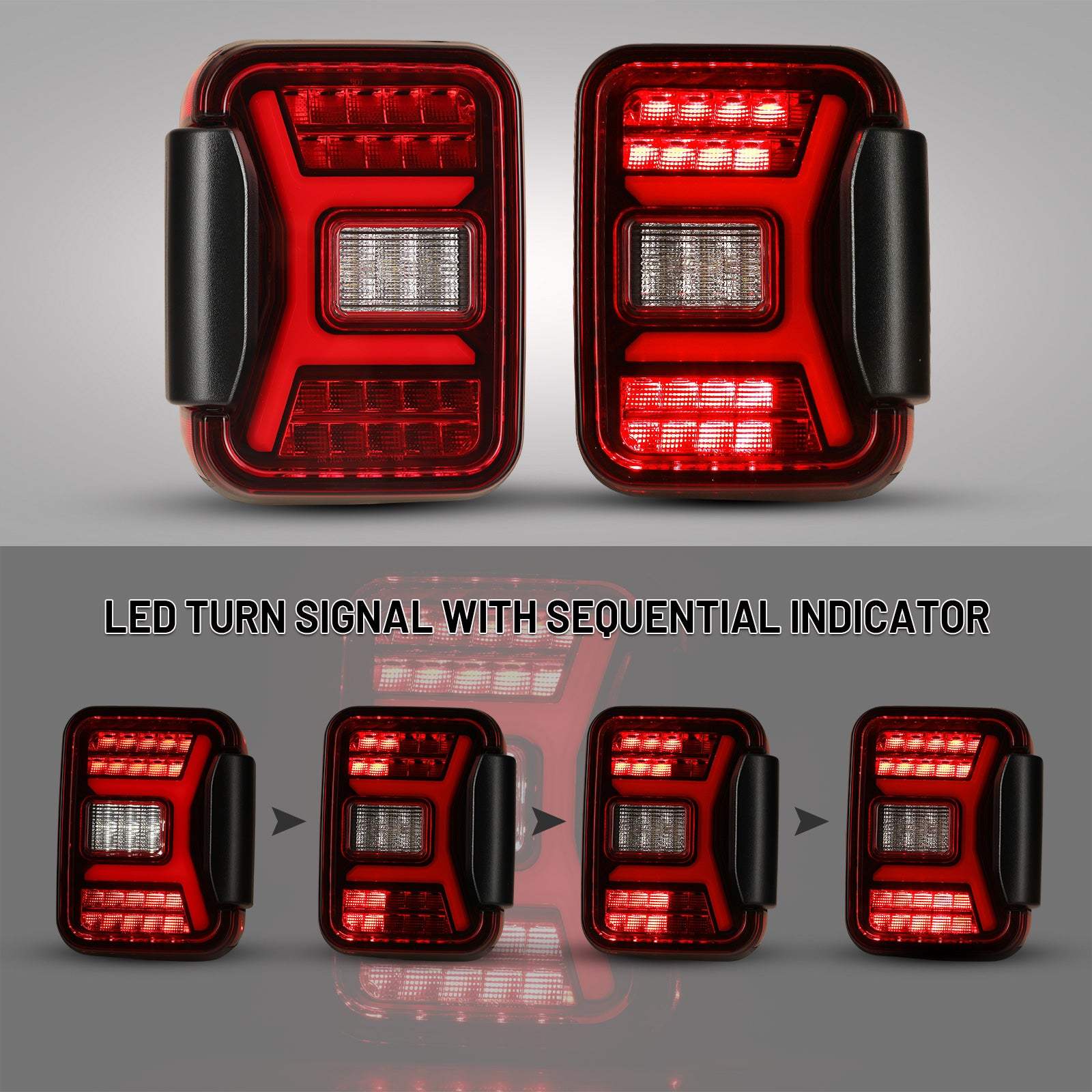 19-24 Jeep Gladiator JT: Renegade LED Tail Lights - Black/Red photo 2