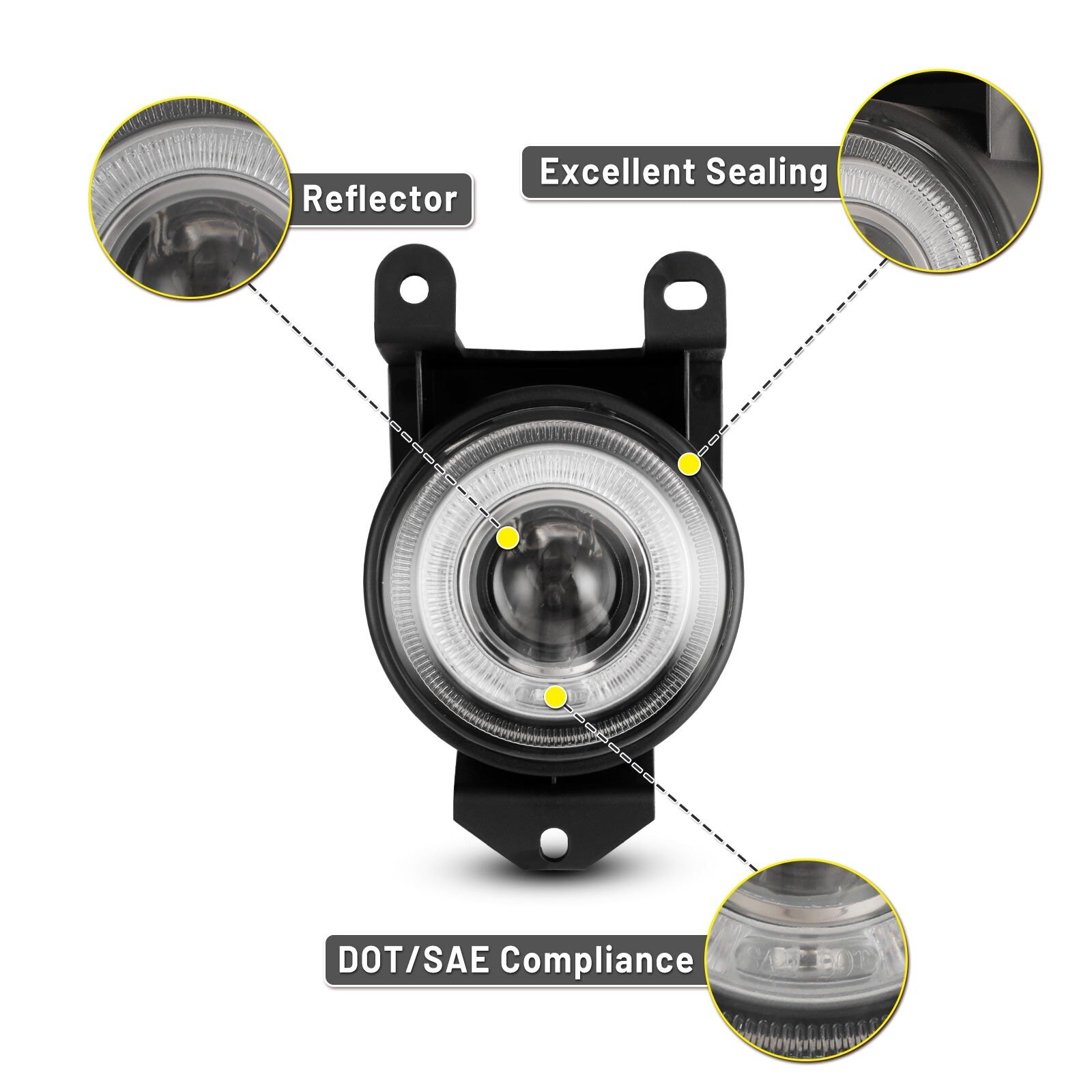 92-99 Pontiac Bonneville: Winjet Halo Projector Fog Lights - Clear photo 2