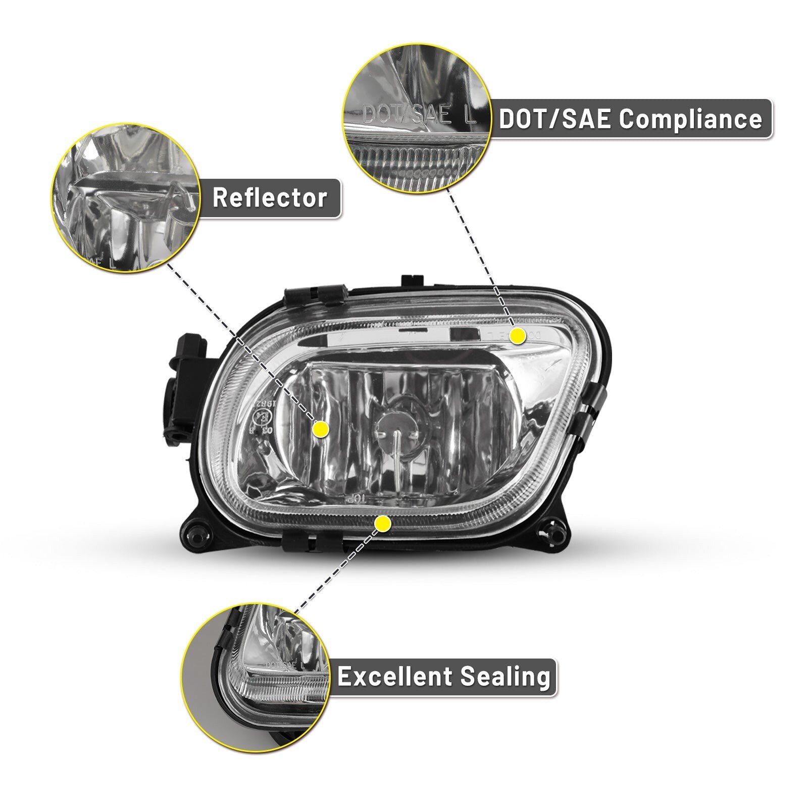 96-99 Mercedes-Benz E-Class: Winjet Fog Lights OE Replacement - Clear photo 2