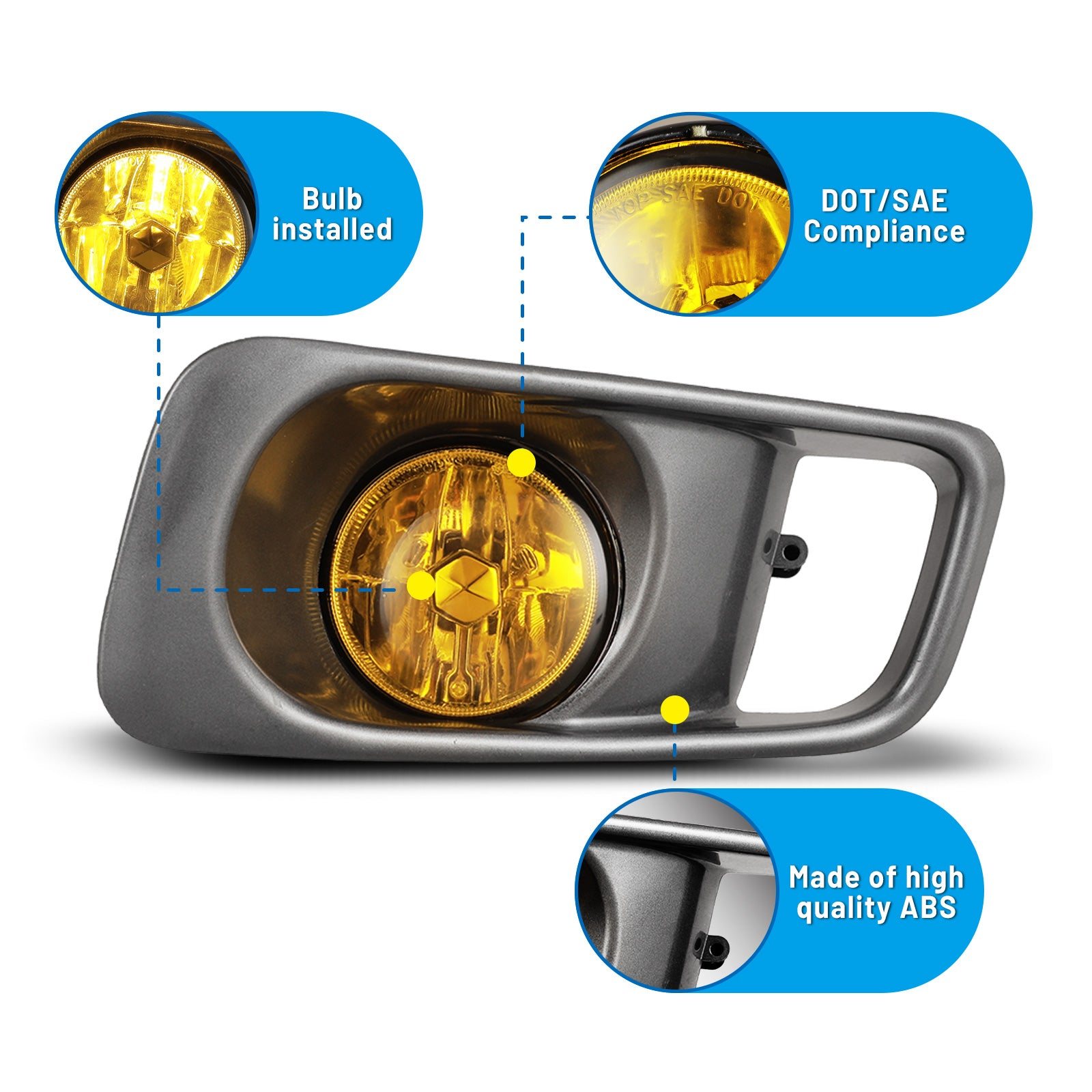 99-00 Honda Civic: Winjet Fog Lights - Amber Yellow photo 2