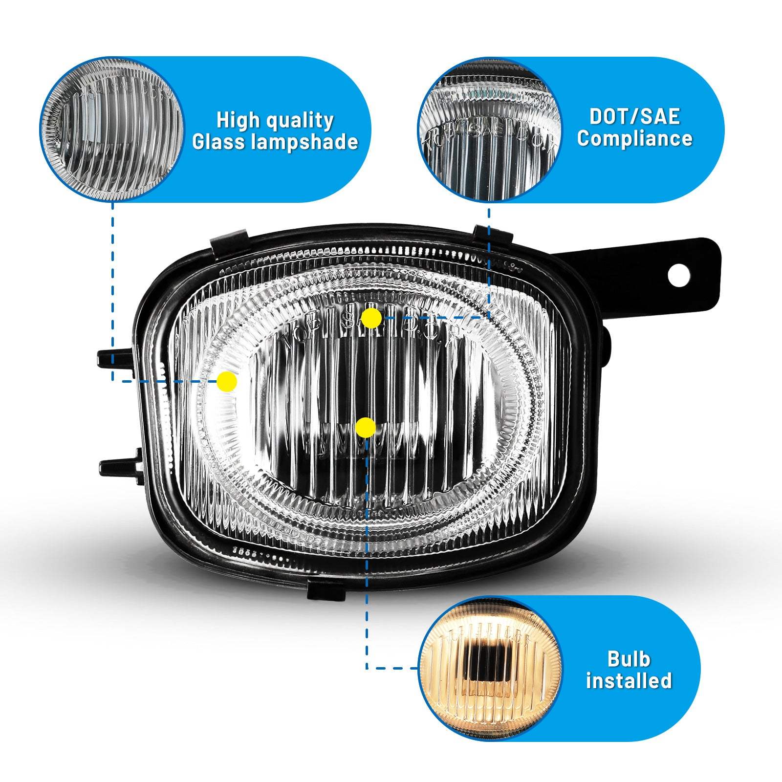 00-02 Mitsubishi Eclipse: Winjet Fog Lights OE Replacement - Clear