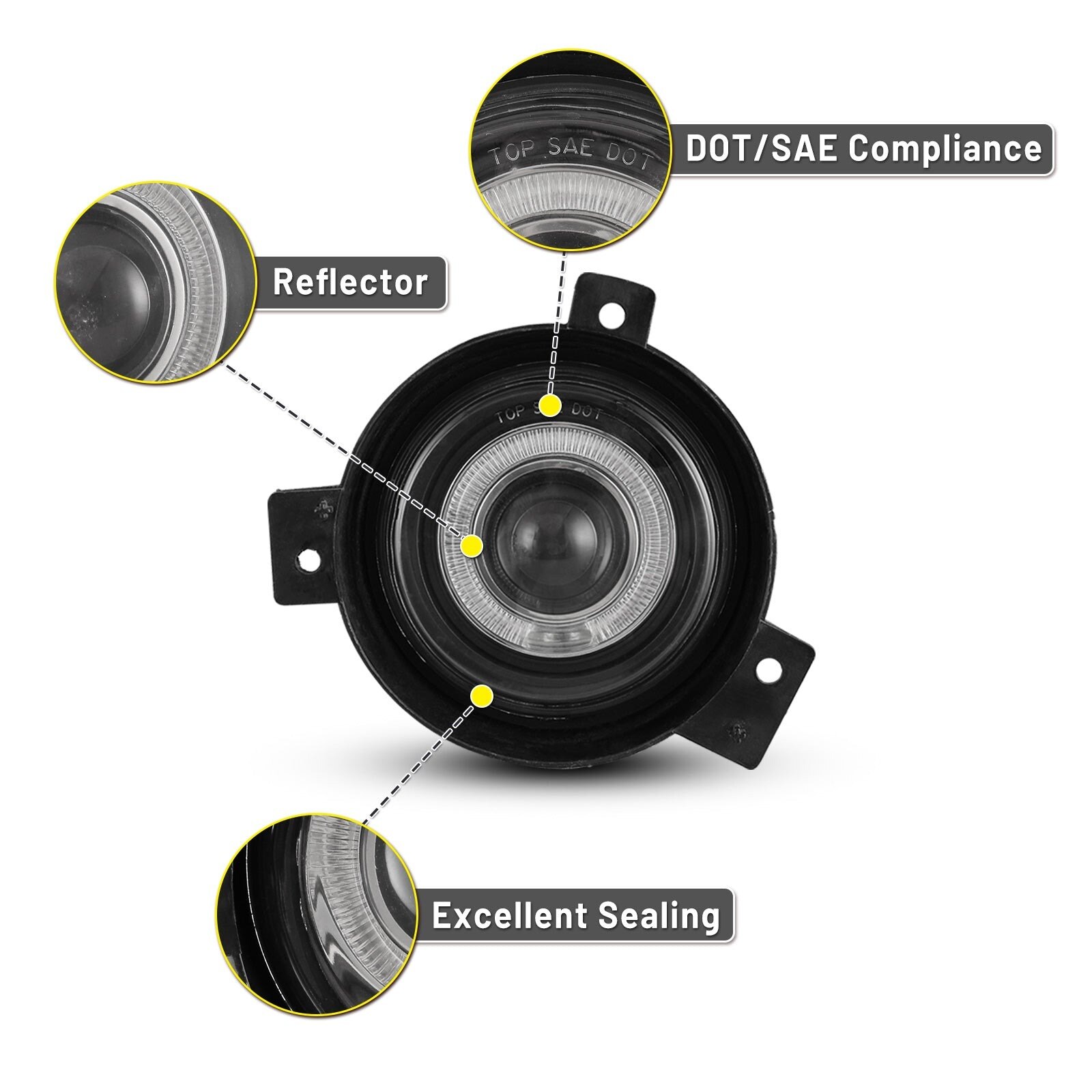 01-03 Ford Ranger: Winjet Halo Projector Fog Lights - Clear photo 2