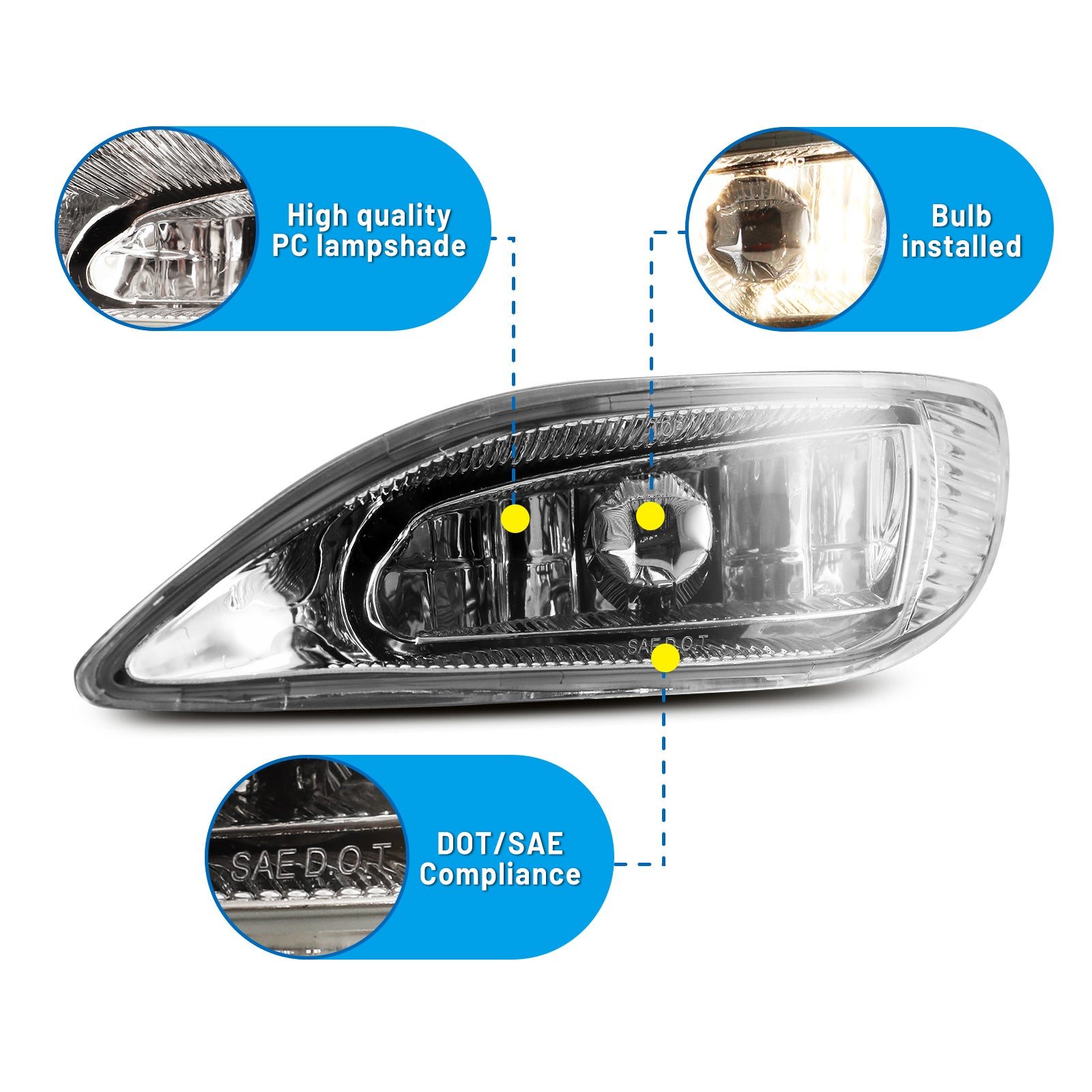 05-08 Toyota Corolla: Winjet Fog Lights OE Replacement - Clear photo 2