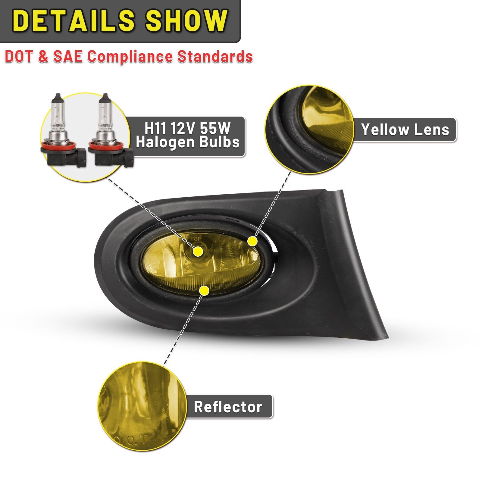 02-04 Acura RSX: Winjet Fog Lights OE Replacement - Amber Yellow photo 2