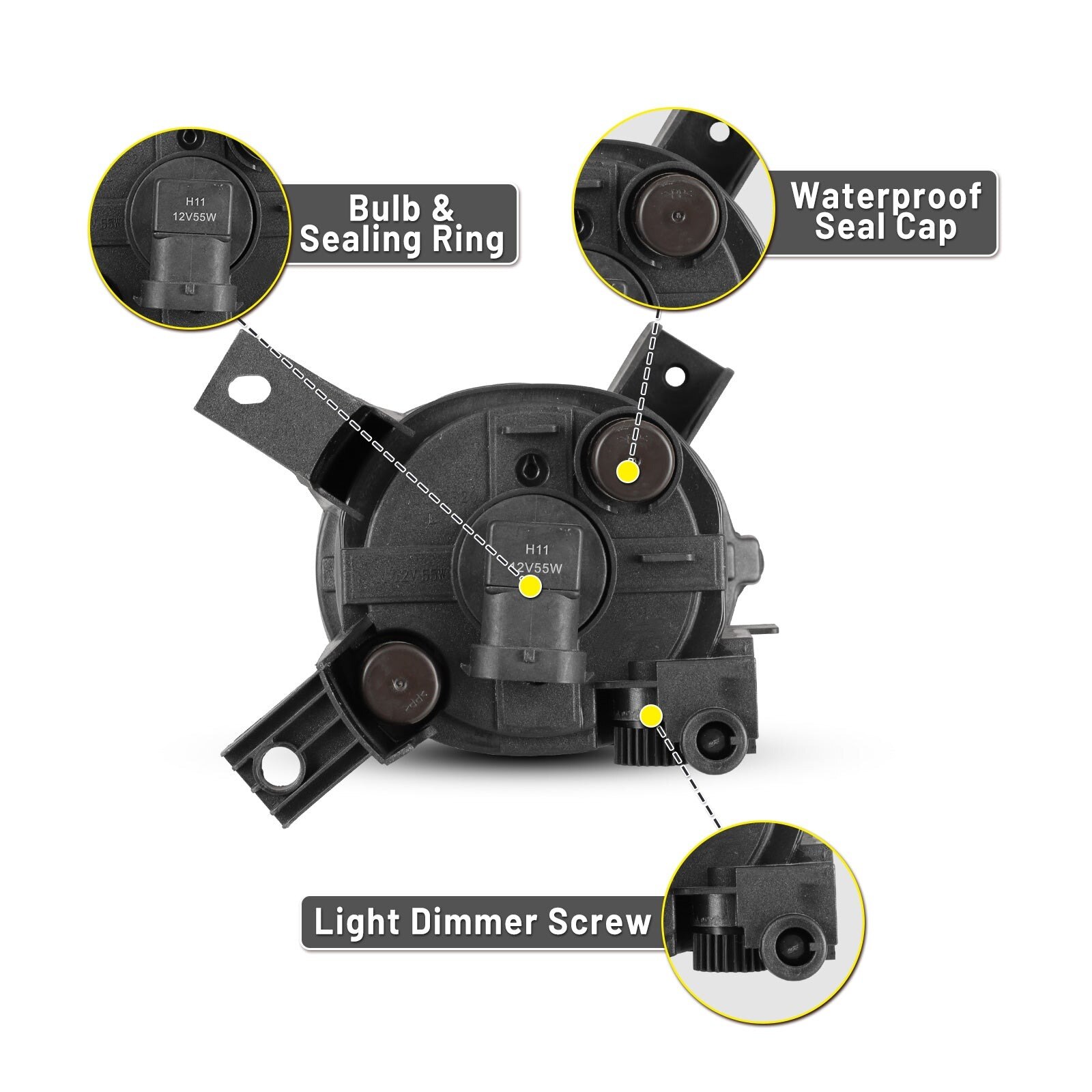 05-08 Audi S4: Winjet Fog Lights OE Replacement - Clear photo 3