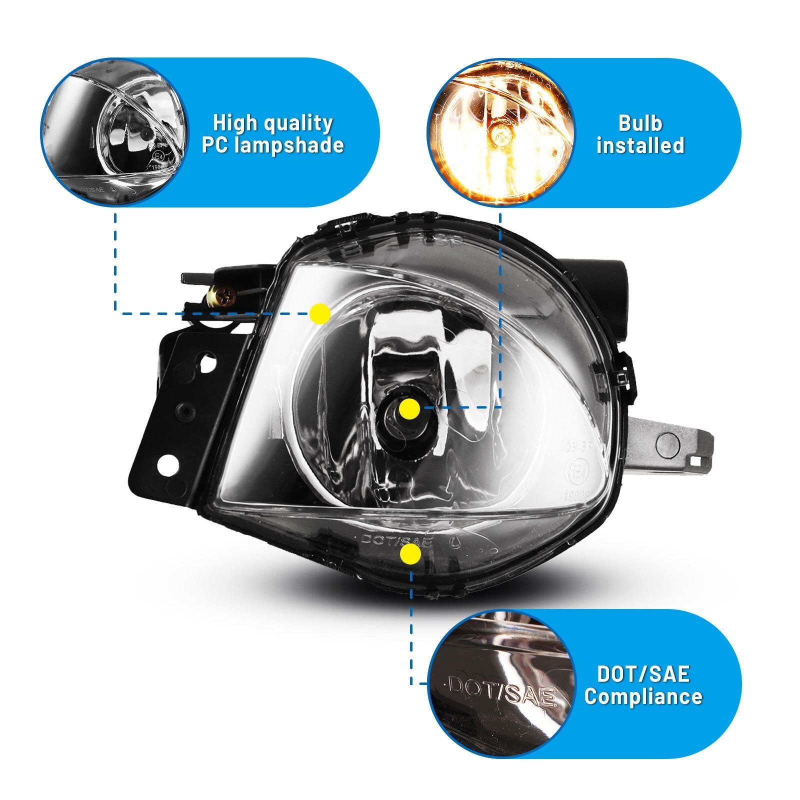 06-08 BMW 3-Series/M3: Winjet Fog Lights OE Replacement - Clear photo 2