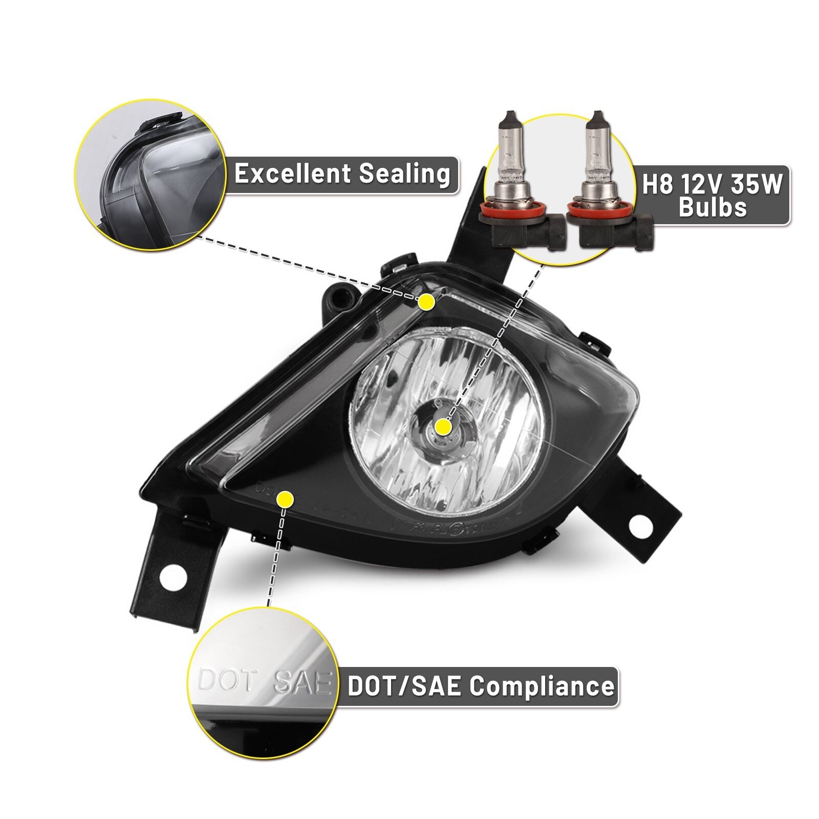 08-11 BMW 3-Series/M3: Winjet Fog Lights - Clear photo 2