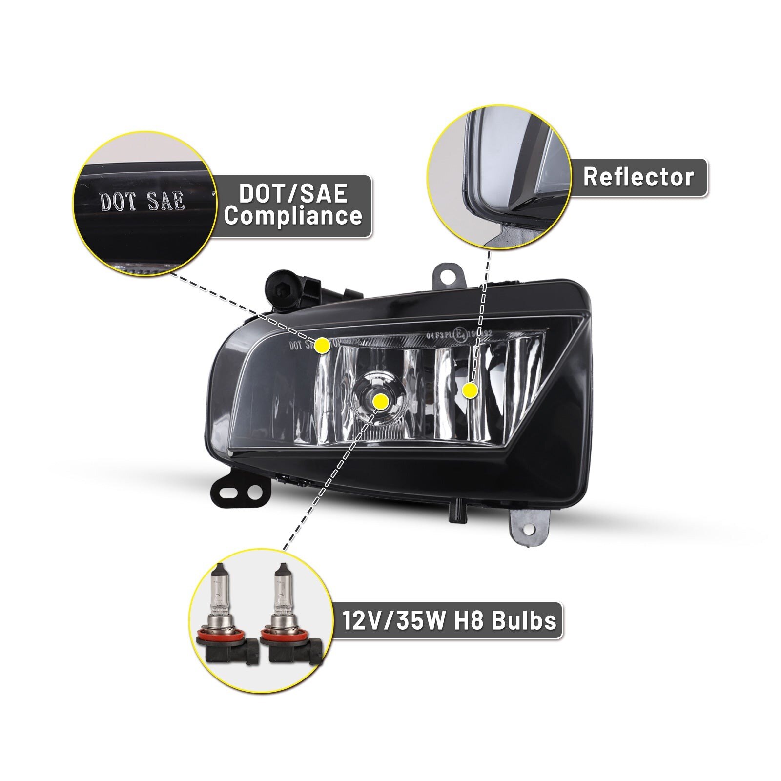 13-16 Audi A4: Winjet Fog Lights - Clear photo 3