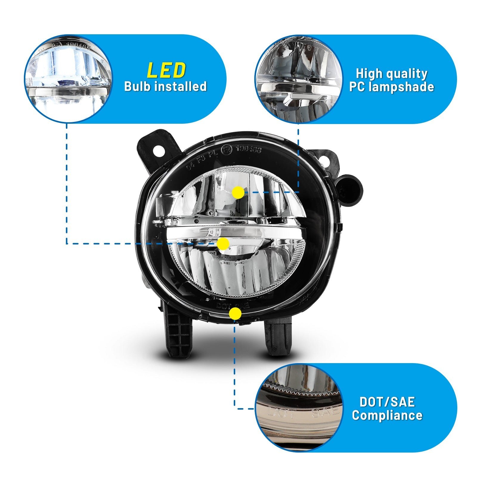 15-17 BMW 3-Series/M3: Winjet LED Fog Lights - Clear photo 2