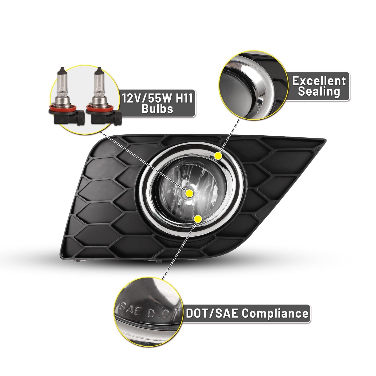 17-18 Nissan Sentra: Winjet Fog Lights - Clear photo 3