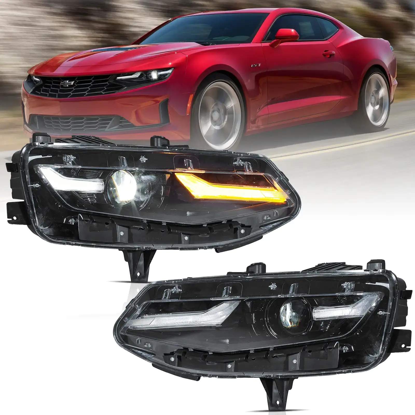 19-24 Chevrolet Camaro: LED Projector Headlights - Black photo 2