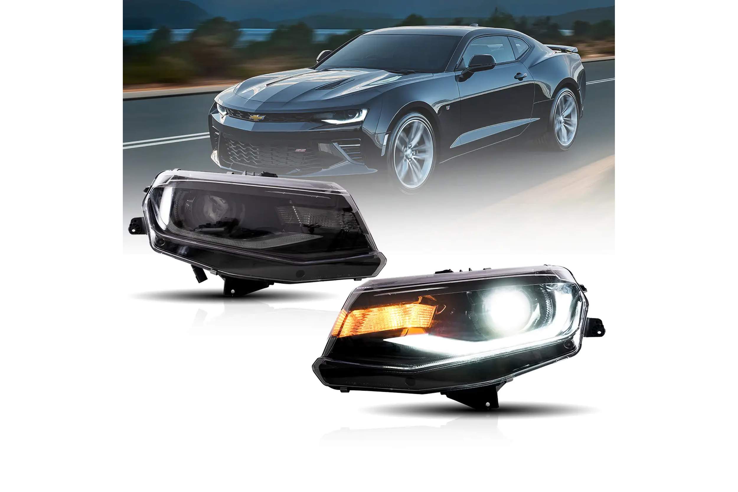 16-24 Chevrolet Camaro: LED Projector Headlights - Black photo 2