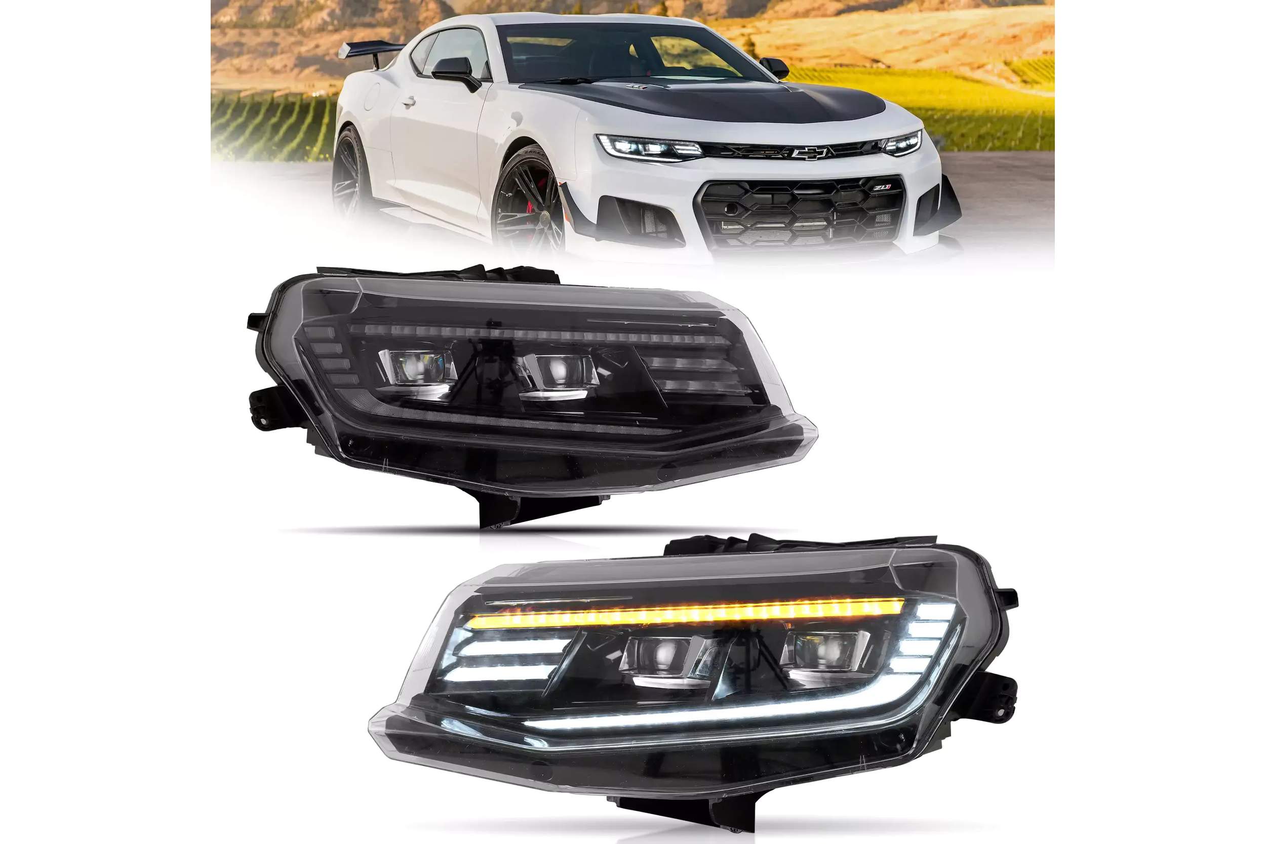 16-24 Chevrolet Camaro: LED Projector Headlights - Black photo 2