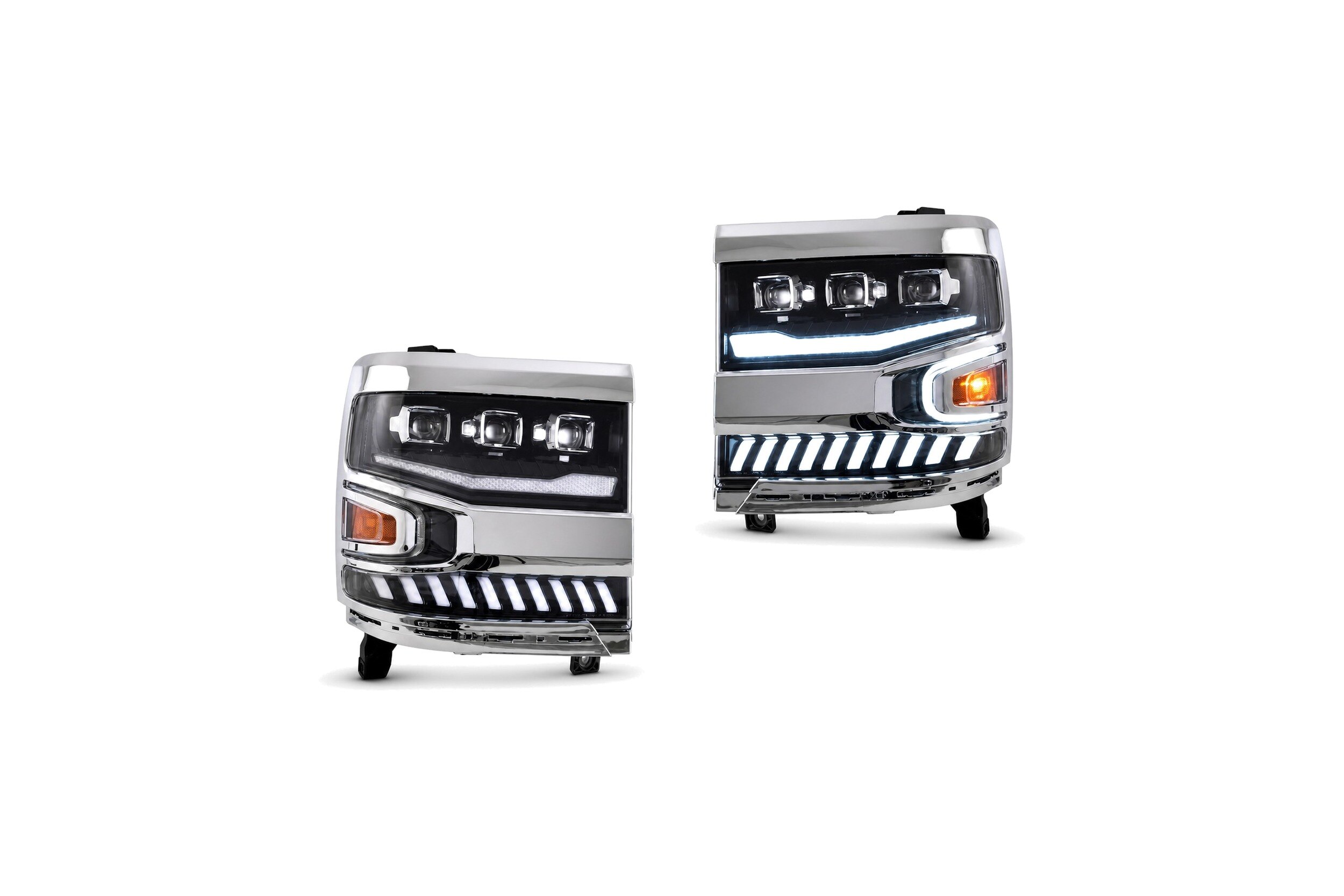 15-18 Chevrolet Silverado 1500: LED Projector Headlights - Black/Amber Reflector