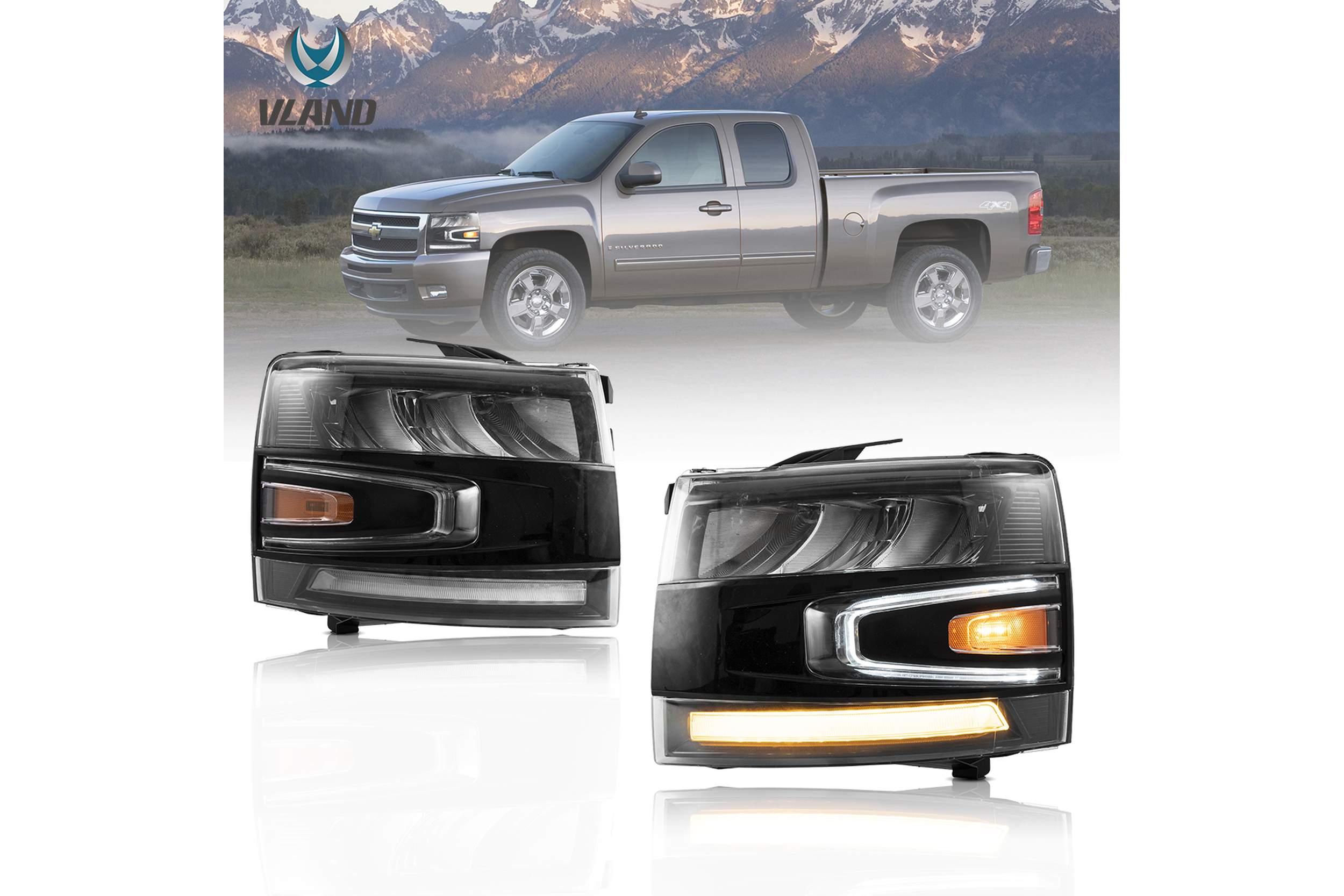 07-14 Chevrolet Silverado: LED Headlights - Chrome/Black photo 2