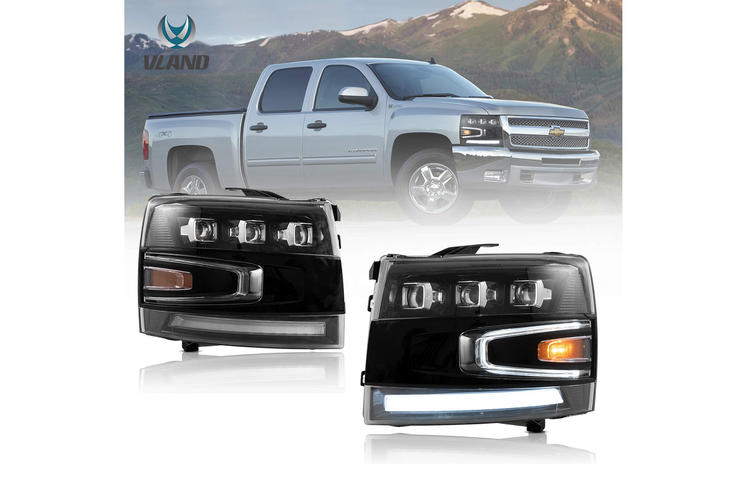 07-14 Chevrolet Silverado: LED Projector Headlights - Black photo 2