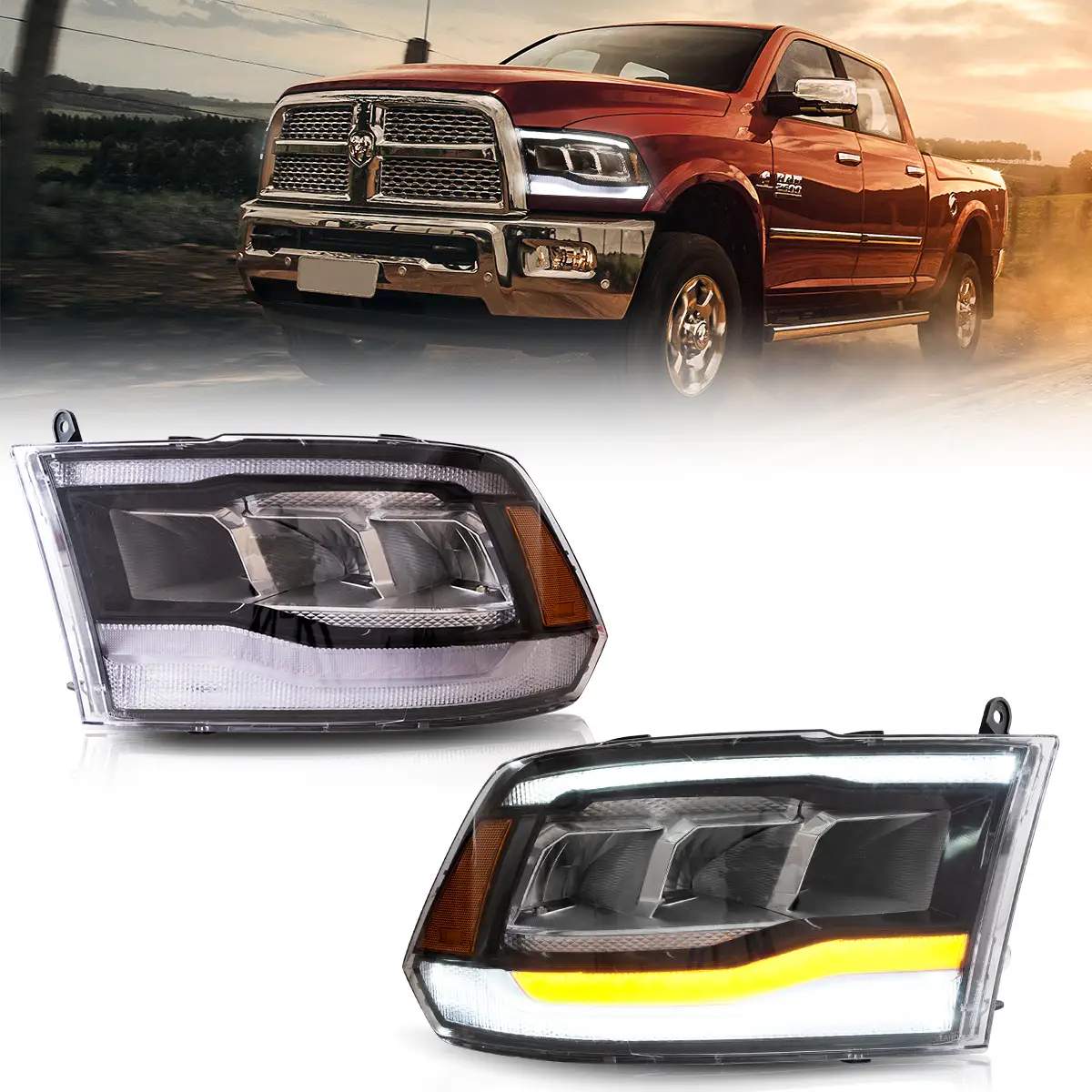 09-18 Dodge Ram 1500/HD: LED Headlights - Amber photo 2