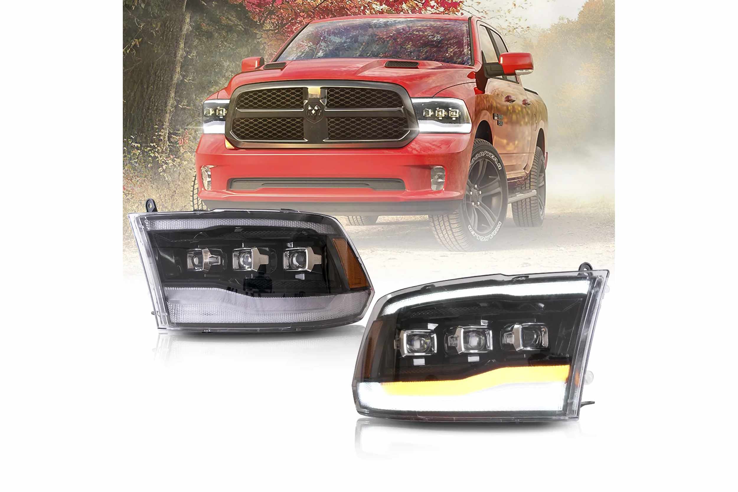 09-18 Dodge Ram 1500/HD: LED Matrix Projector Headlights - Black/Amber photo 2