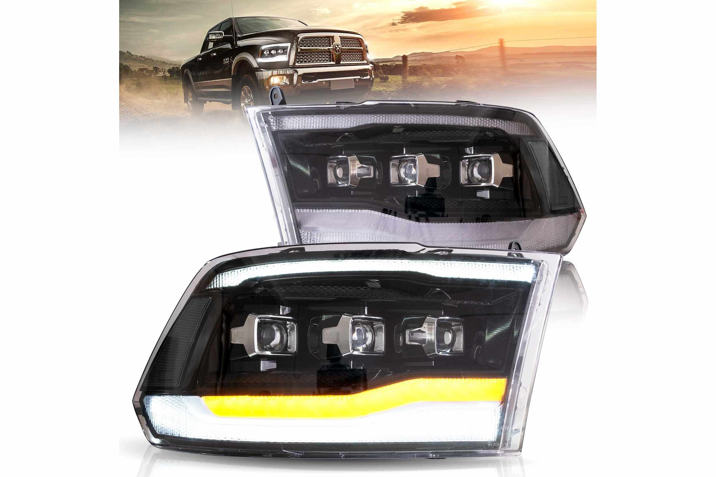 09-18 Dodge Ram 1500/HD: LED Matrix Projector Headlights - Black/Clear photo 2